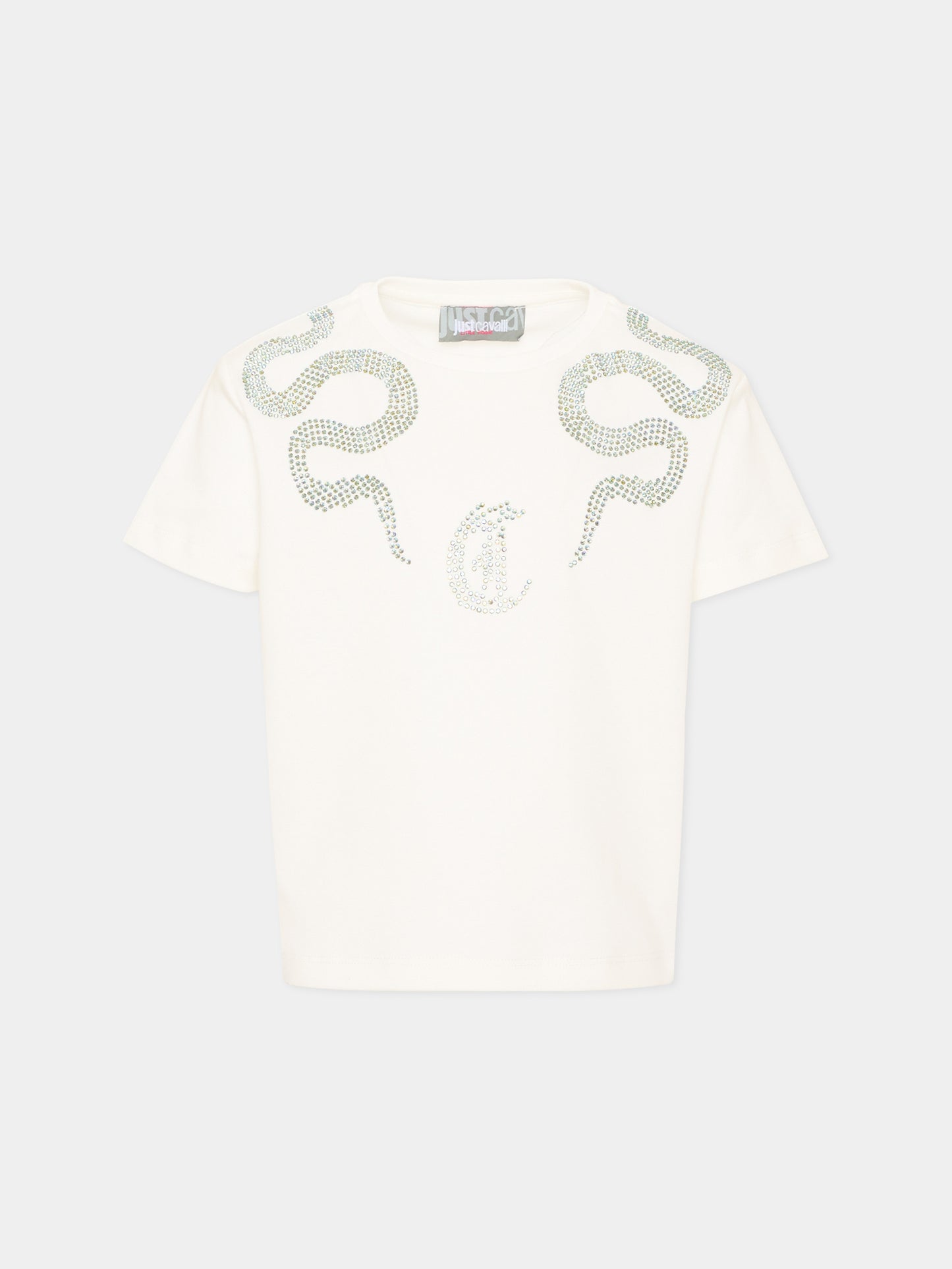 T-shirt avorio per bambina con logo,Just Cavalli Kids,JGA26044TS MARSHMAL. MARSHMALLOW