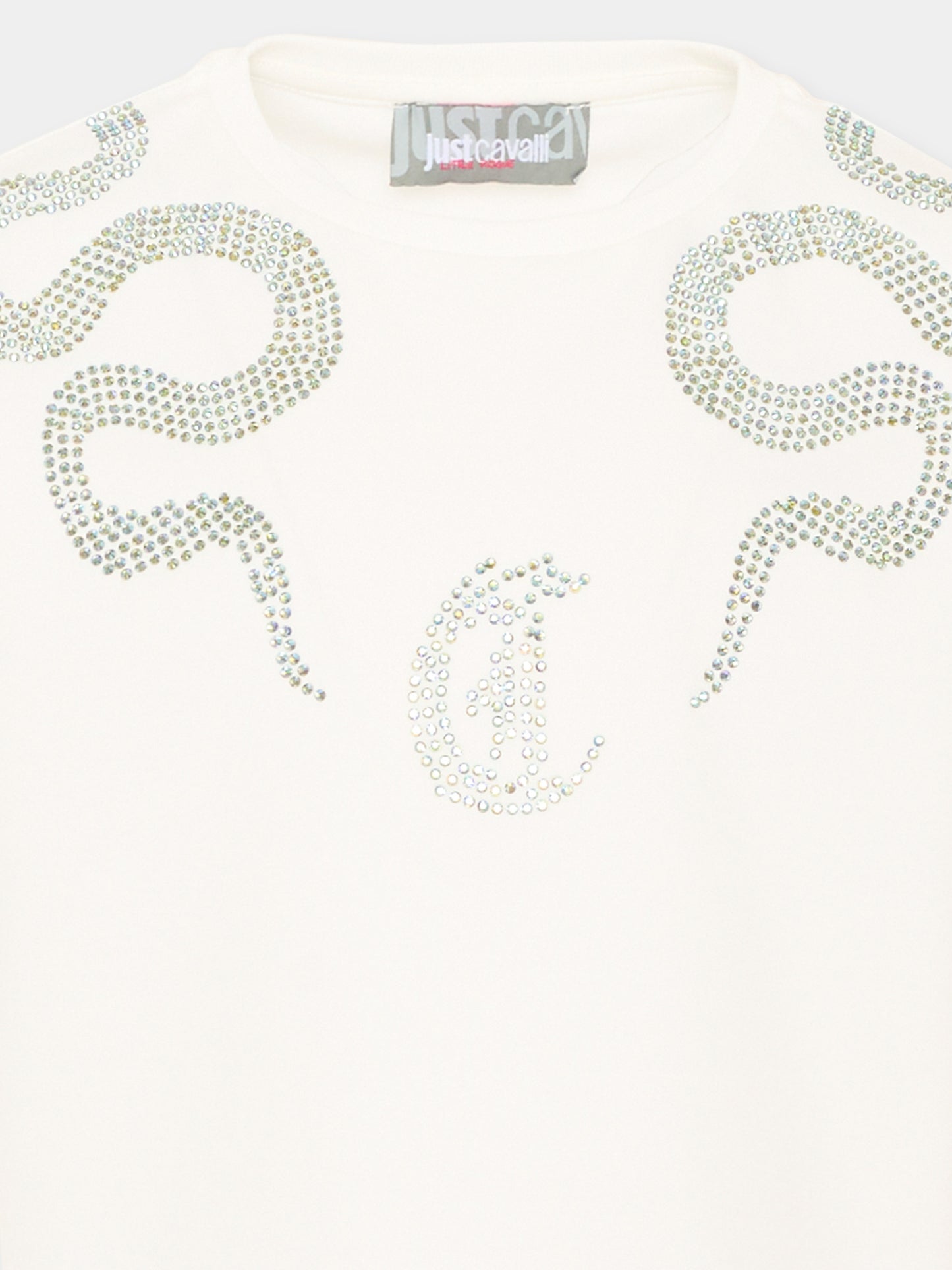 T-shirt avorio per bambina con logo,Just Cavalli Kids,JGA26044TS MARSHMAL. MARSHMALLOW