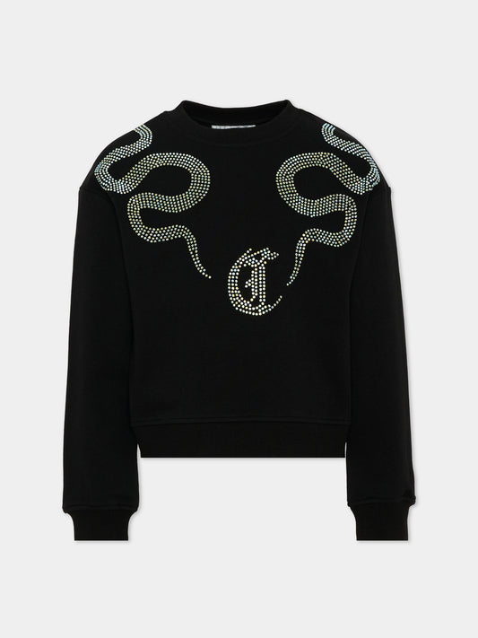 Felpa nera per bambina con logo,Just Cavalli Kids,JGA26040FE BLACK BLACK