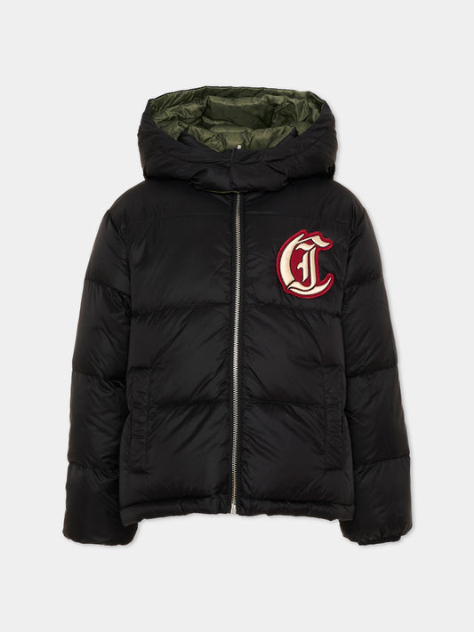 Piumini nero per bambino con logo,Just Cavalli Kids,JBA26011PI BLACK/CYP. BLACK