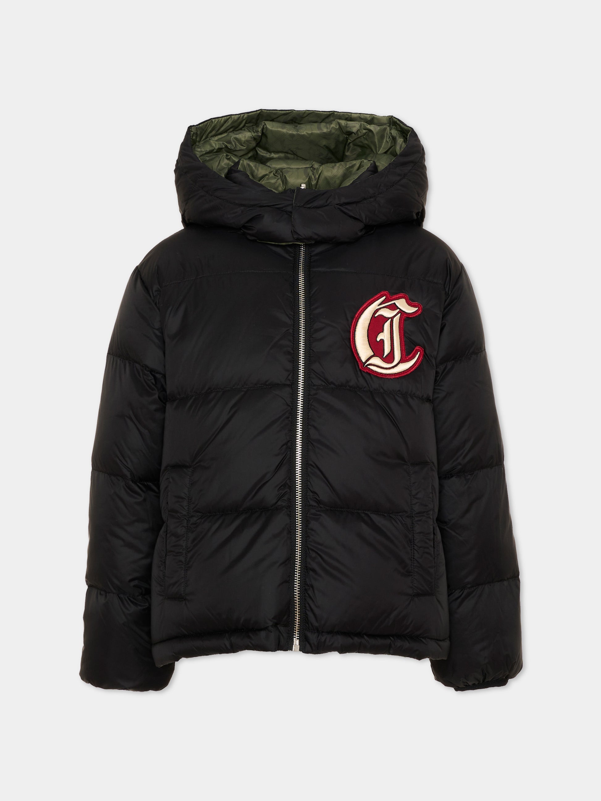 Piumini nero per bambino con logo,Just Cavalli Kids,JBA26011PI BLACK/CYP. BLACK