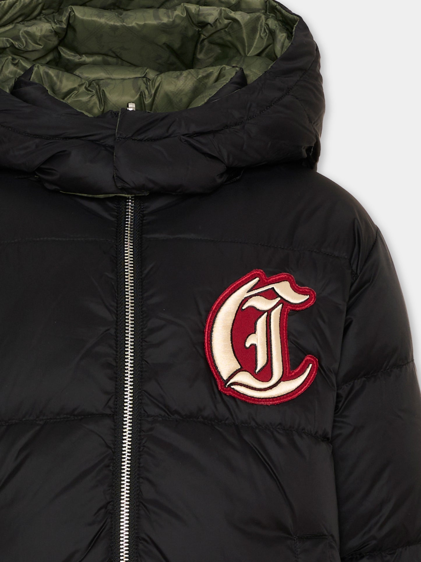 Piumini nero per bambino con logo,Just Cavalli Kids,JBA26011PI BLACK/CYP. BLACK