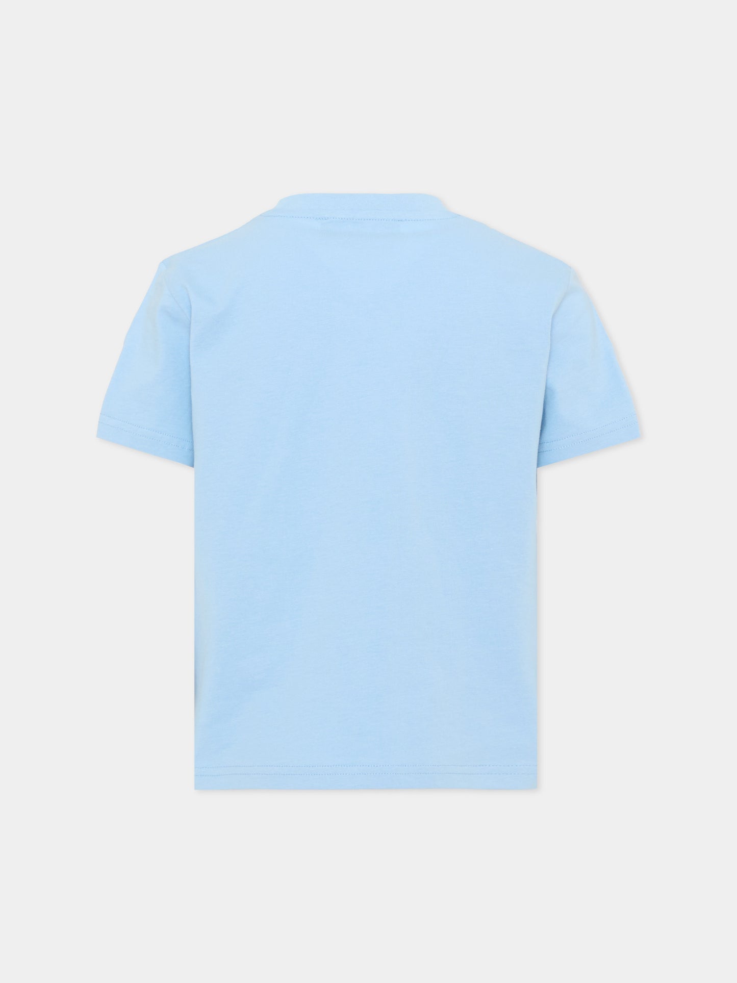 T-shirt celeste per bambino con leopardo,Just Cavalli Kids,JBA26130TS BLUE_BELL BLUE BELL