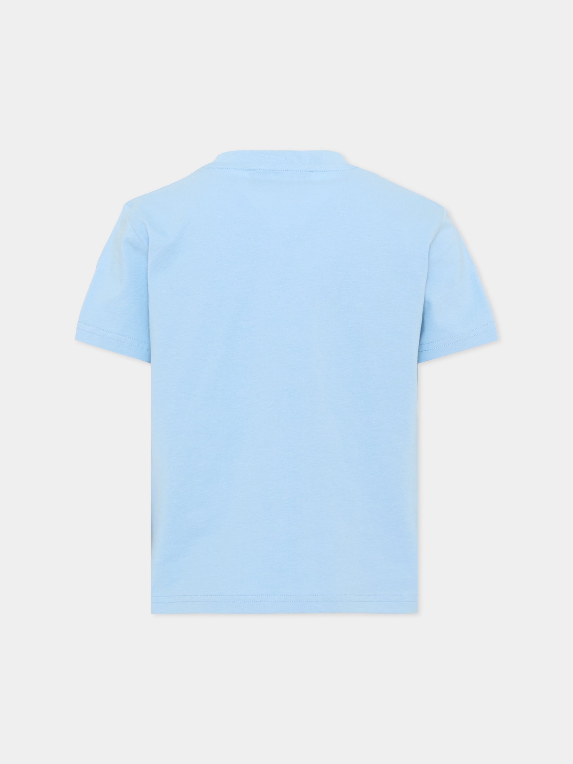 T-shirt celeste per bambino con leopardo,Just Cavalli Kids,JBA26130TS BLUE_BELL BLUE BELL