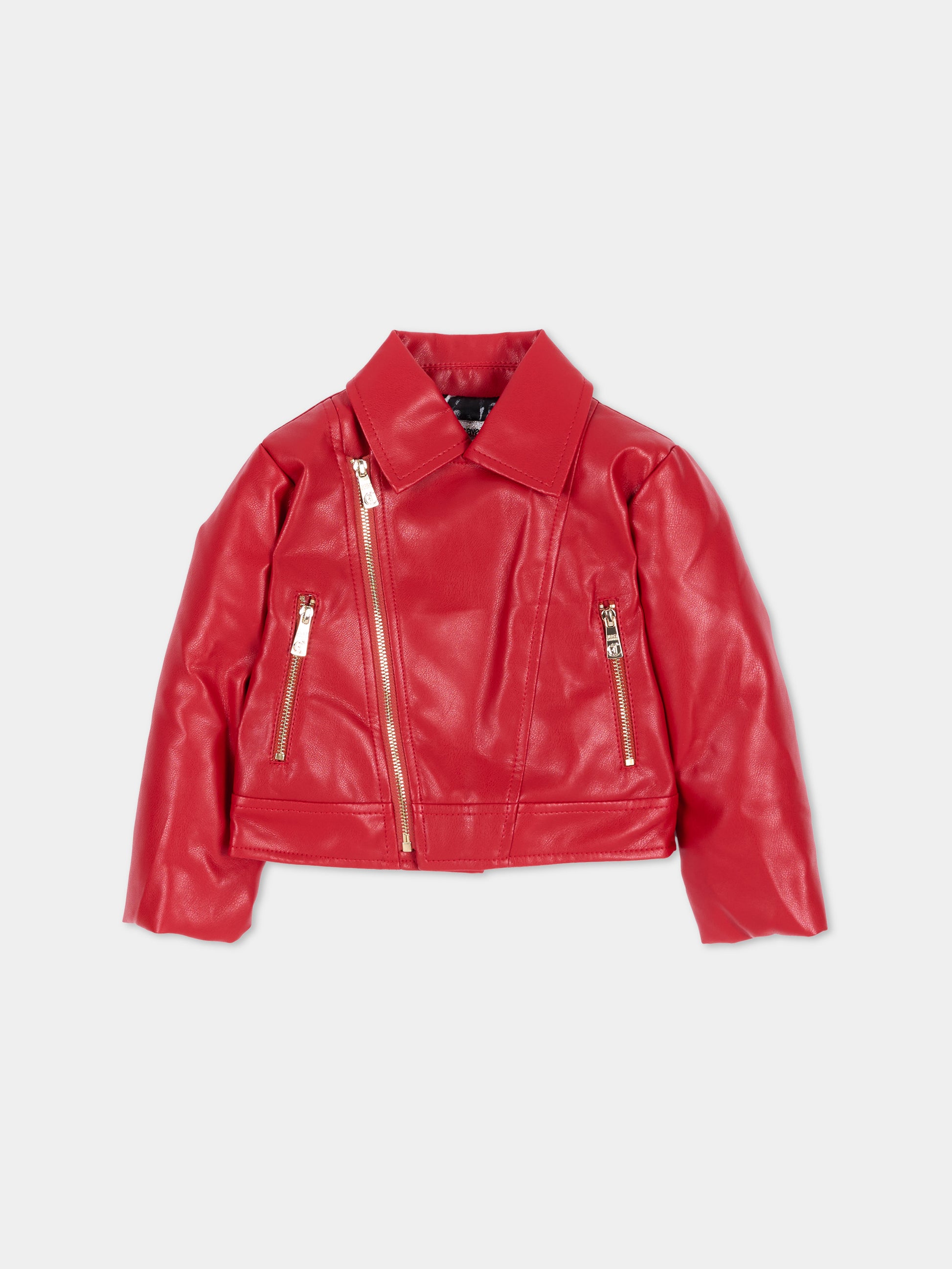 Giubbotto In Ecopelle rosso per neonata con logo,Just Cavalli Kids,JIA26075GB RED_LAVA RED LAVA