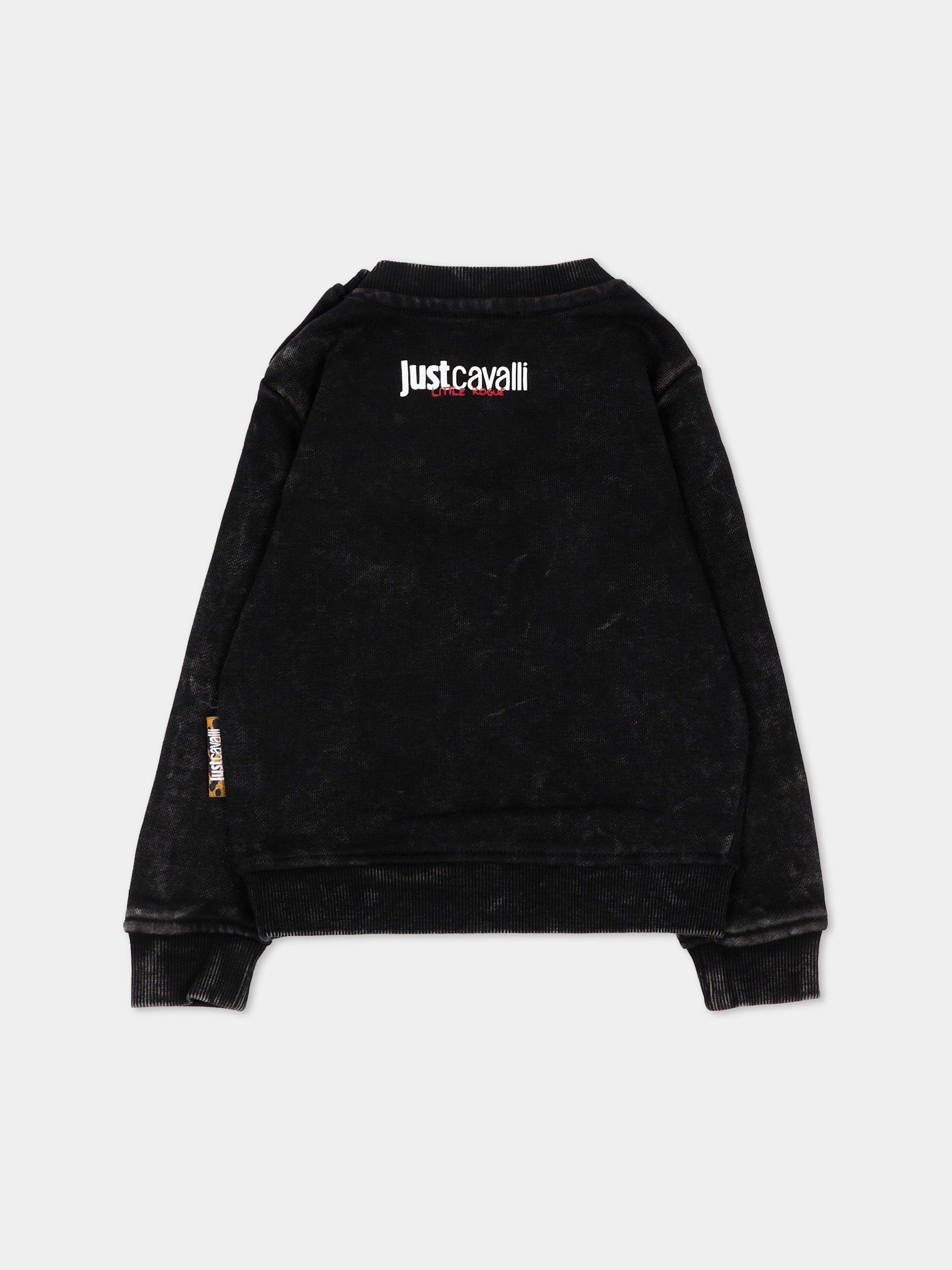 Felpa nera per neonata con stampa,Just Cavalli Kids,JIA26085FE BLACK BLACK