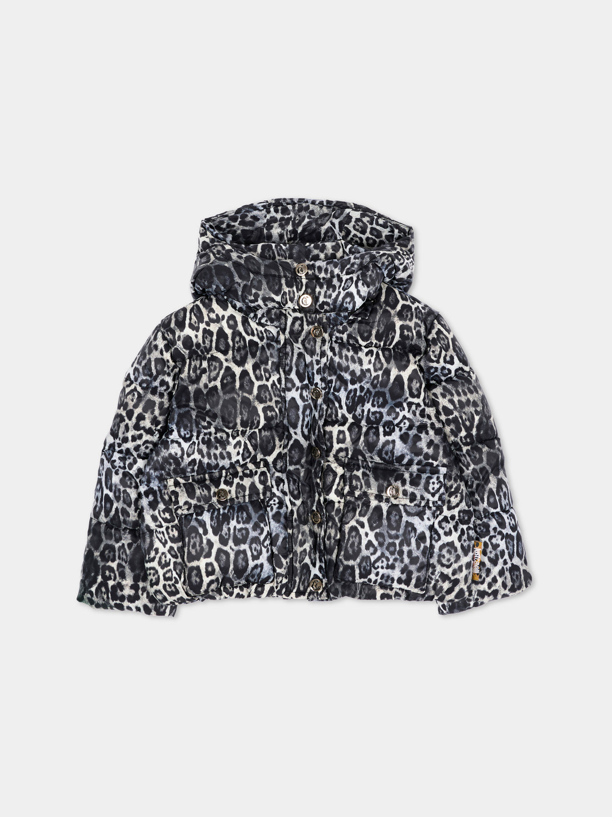 Piumino nero per neonata leopardato,Just Cavalli Kids,JIA26087PI PANTER_BLK PANTER BLACK