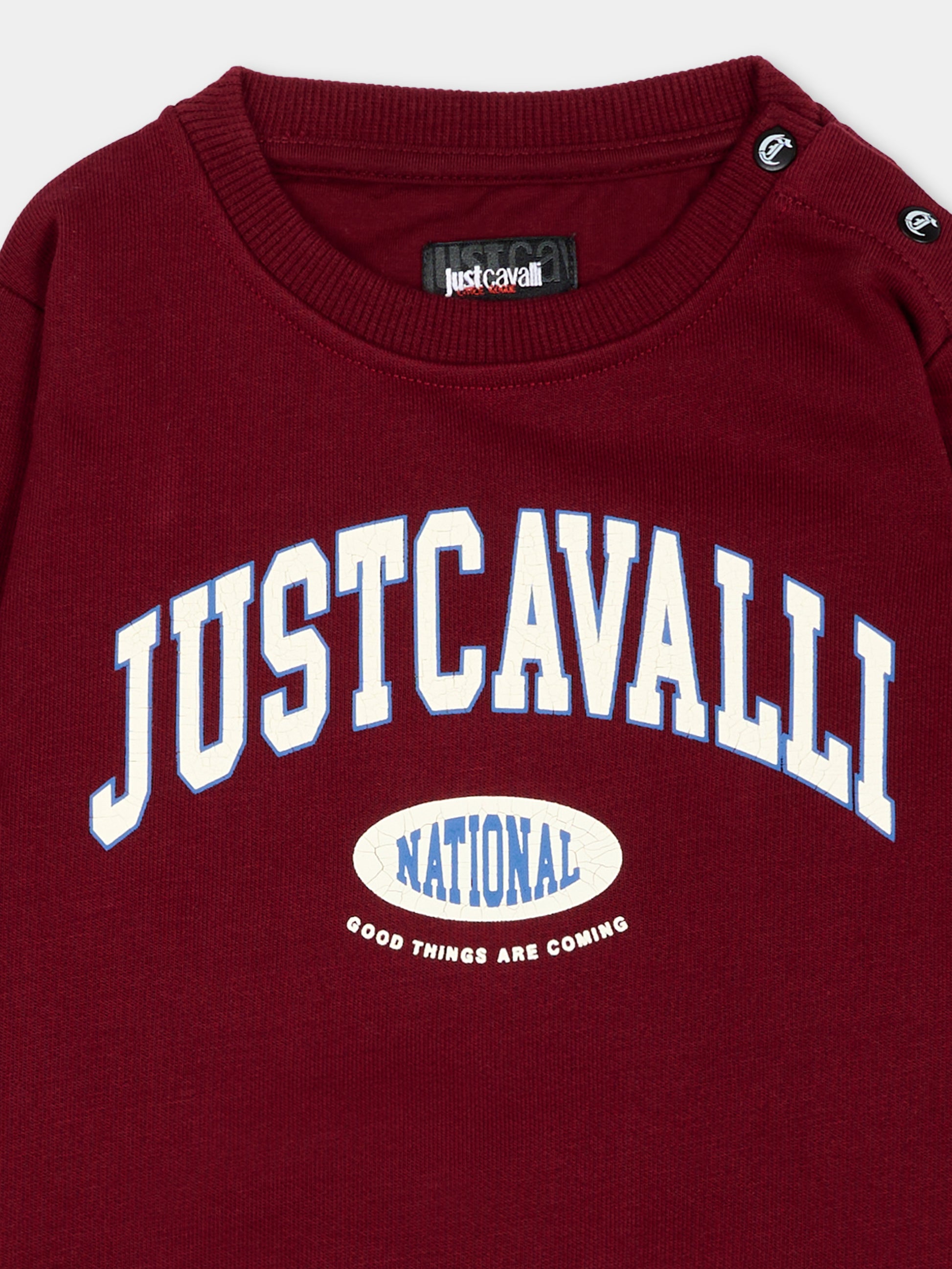 Felpa bordeaux per neonato con logo,Just Cavalli Kids,JIA26067FE BORDEAUX BORDEAUX