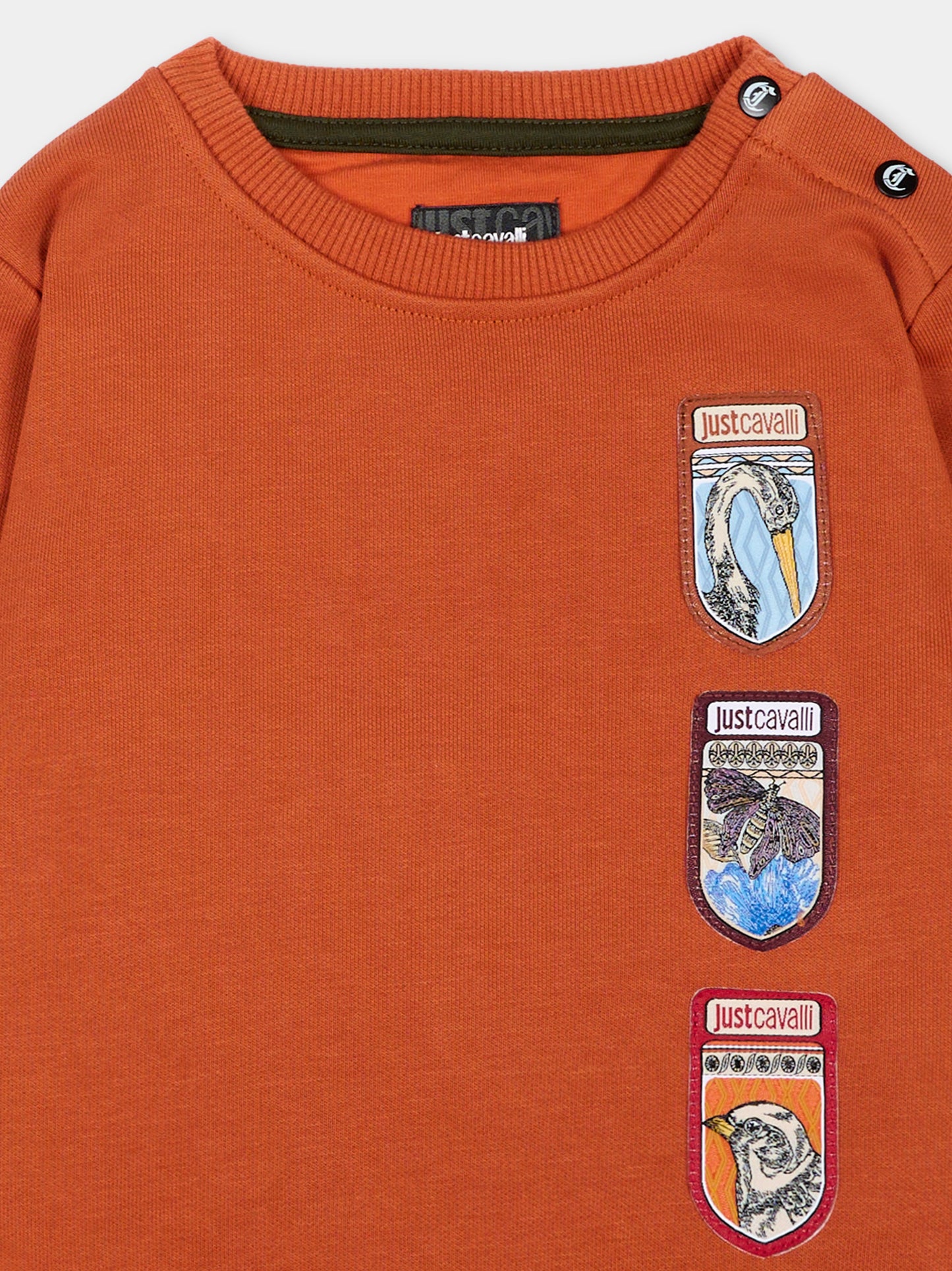 Felpa arancione per neonato con patch logo,Just Cavalli Kids,JIA26027FE ORANGE ORANGE