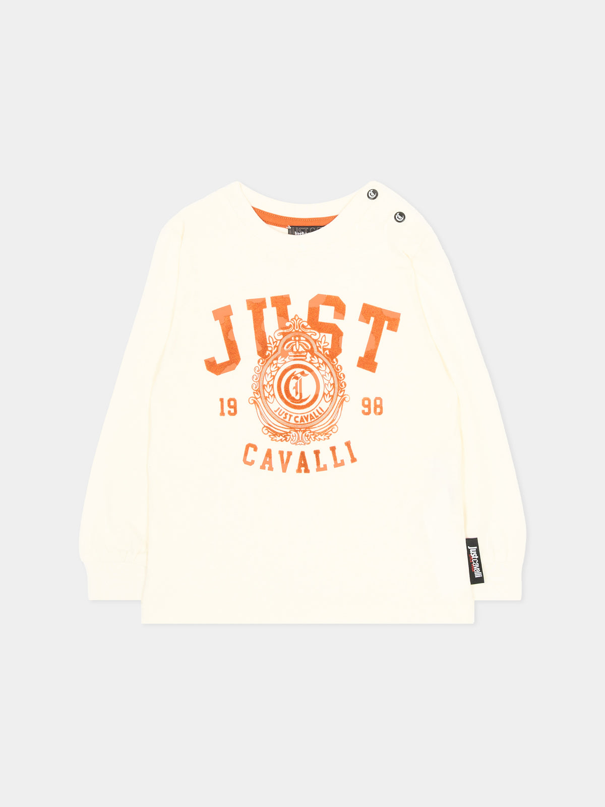 T-shirt a manica lunga avorio per neonato con logo,Just Cavalli Kids,JIA26029TS MARSHMAL. MARSHMALLOW