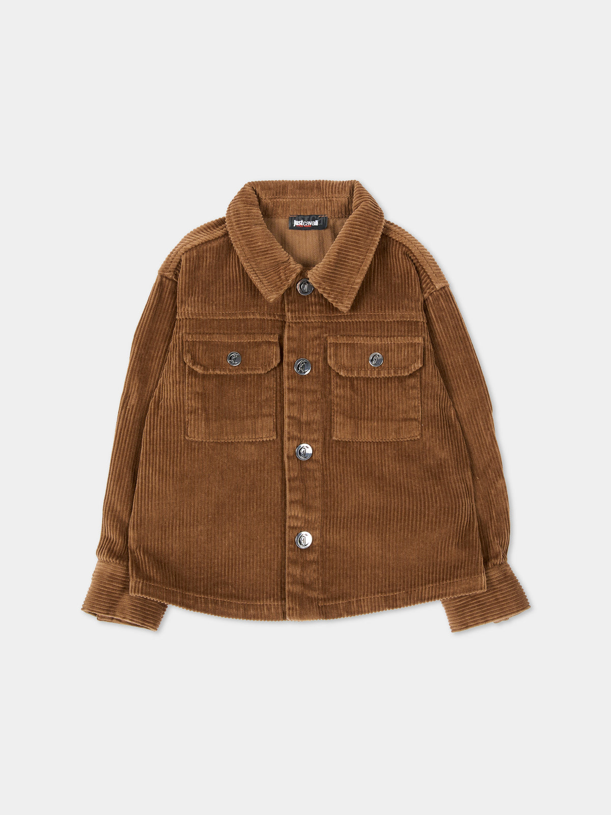Camicia a manica lunga marrone per neonato con logo,Just Cavalli Kids,JIA26025CA BROWN BROWN