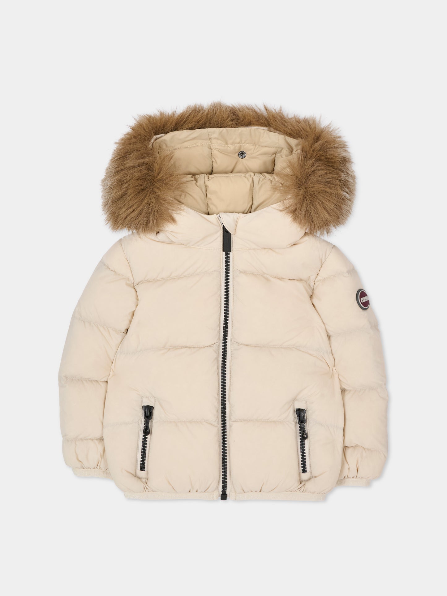 Piumino beige per neonato con cappuccio,Colmar Originals Kids,34000070E 4ZP 56