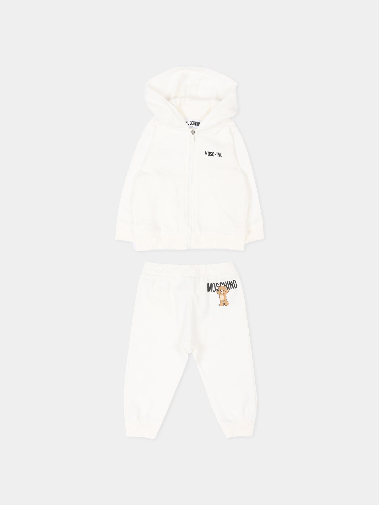 Completo sportivo avorio per neonati con Teddy Bear,Moschino Kids,MUK05G LCA40 10063