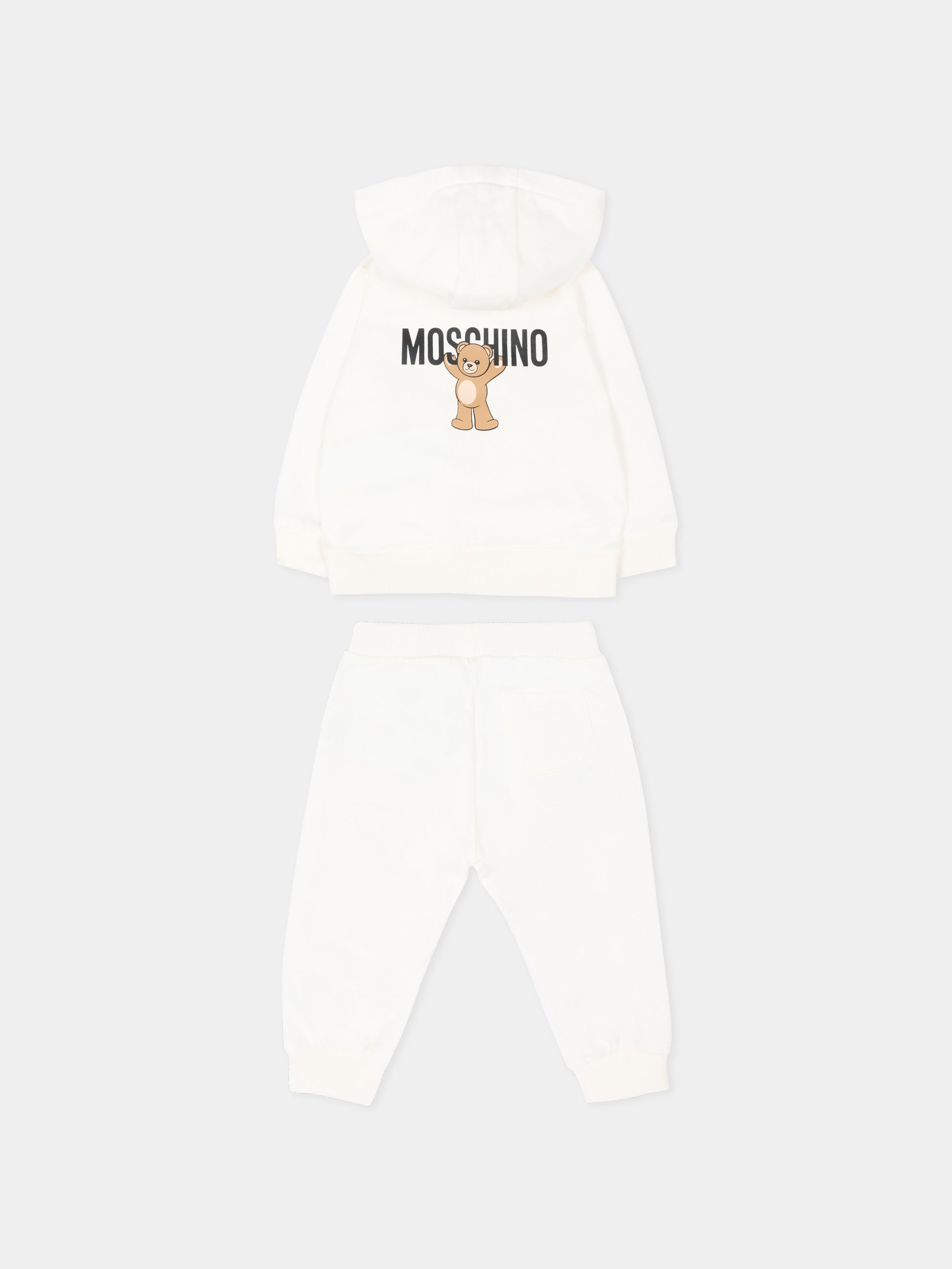 Completo sportivo avorio per neonati con Teddy Bear,Moschino Kids,MUK05G LCA40 10063