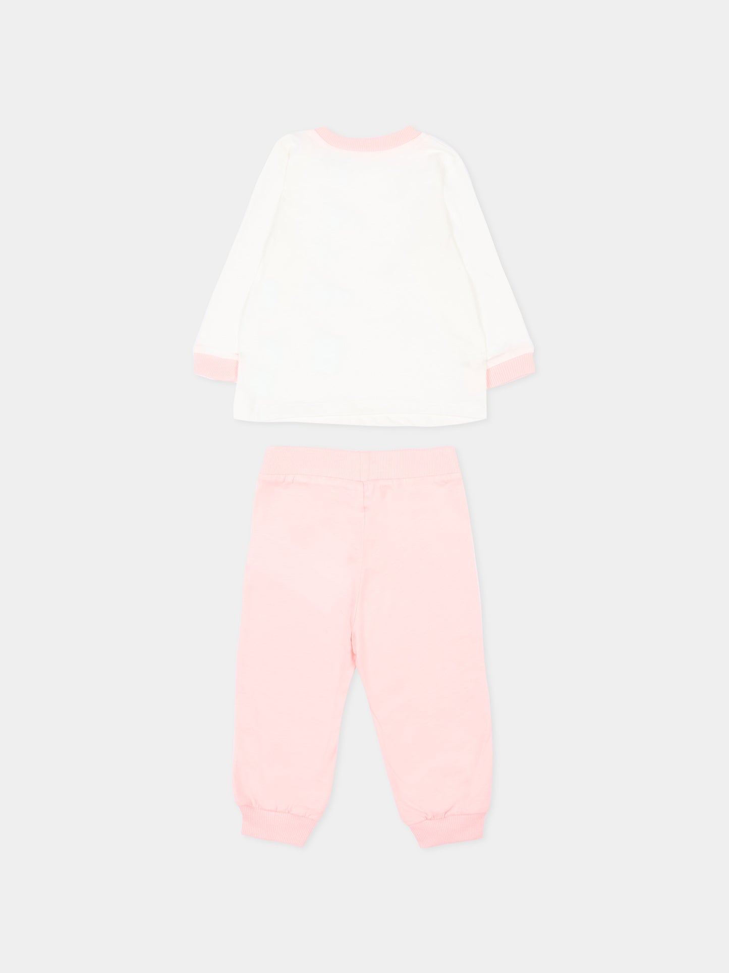 Completo sportivo rosa per neonata con logo,Moschino Kids,MVK02F LAA10 50209