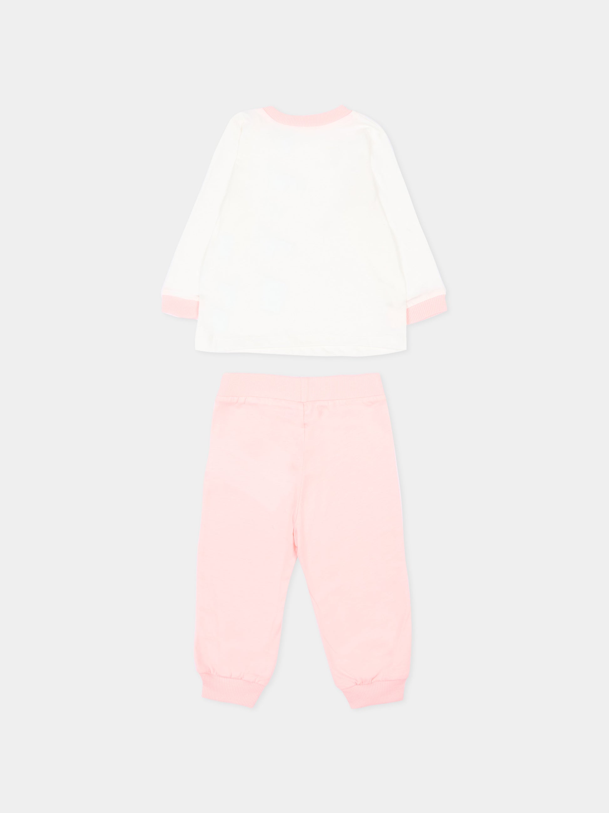 Completo sportivo rosa per neonata con logo,Moschino Kids,MVK02F LAA10 50209