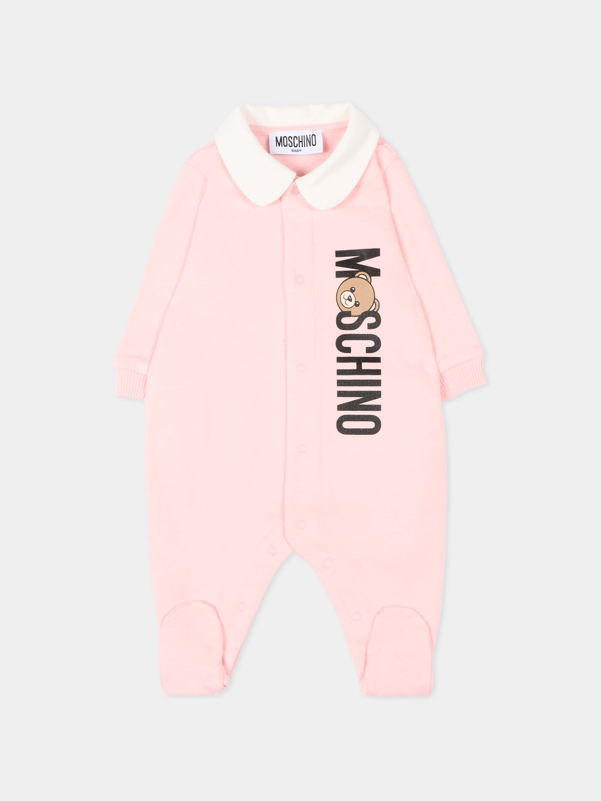 Tutina rosa per neonata con logo,Moschino Kids,MUY08S LCA63 50209