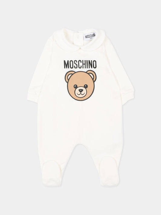 Tutina avorio per neonati con Teddy Bear,Moschino Kids,MUY08V LCA40 10063