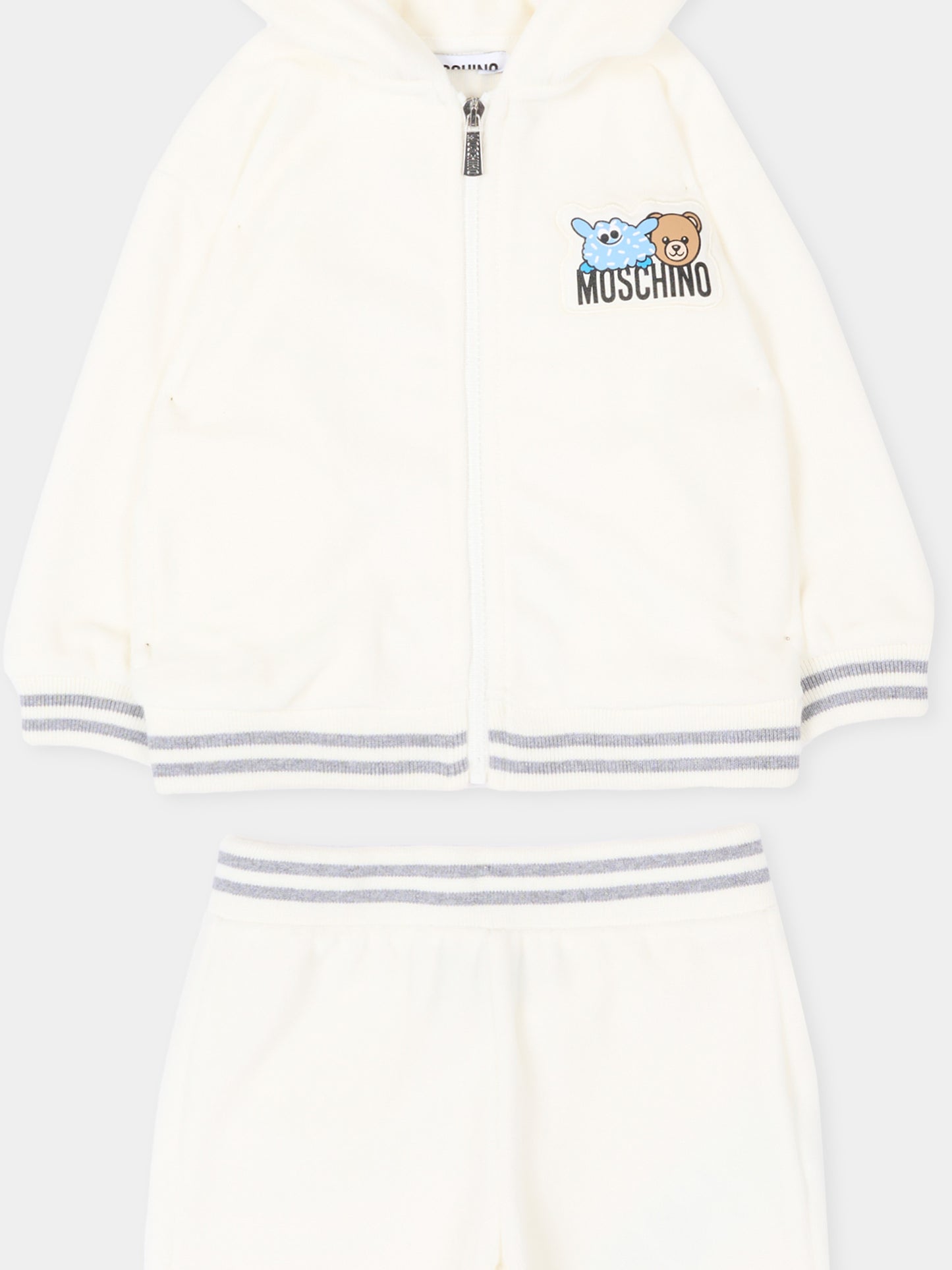 Completo sportivo avorio per neonati con Teddy Bear,Moschino Kids,MUK05B LGA07 10063