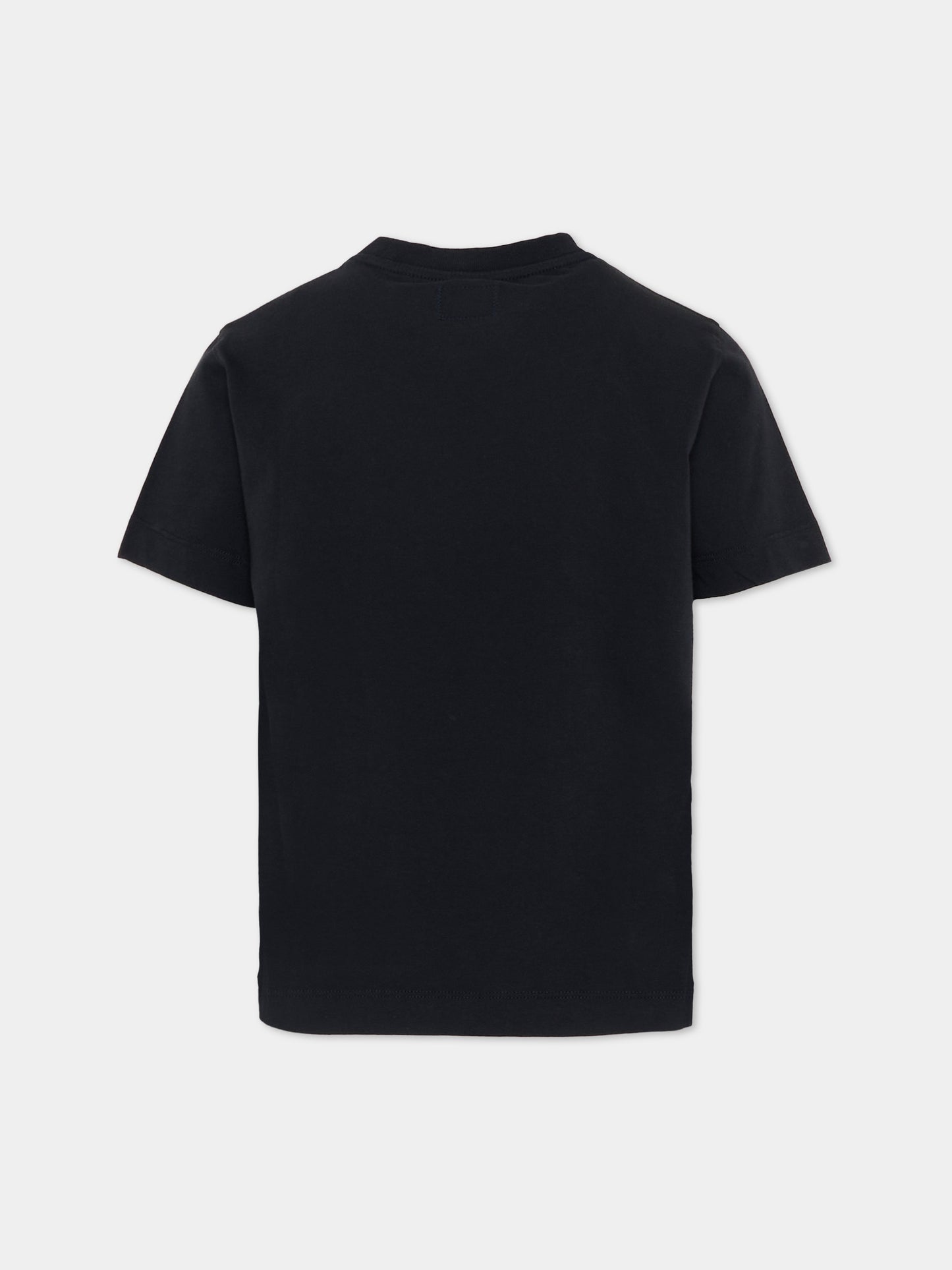 T-Shirt blu per bambino con stampa logo,C. P. Company,CSM00L LAA17 41150