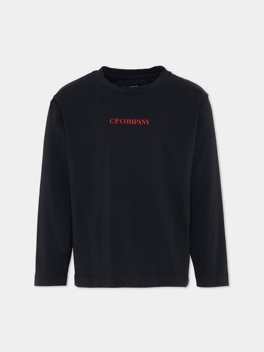 T-Shirt blu per bambino con logo,C. P. Company,CUO003 LAA17 41150