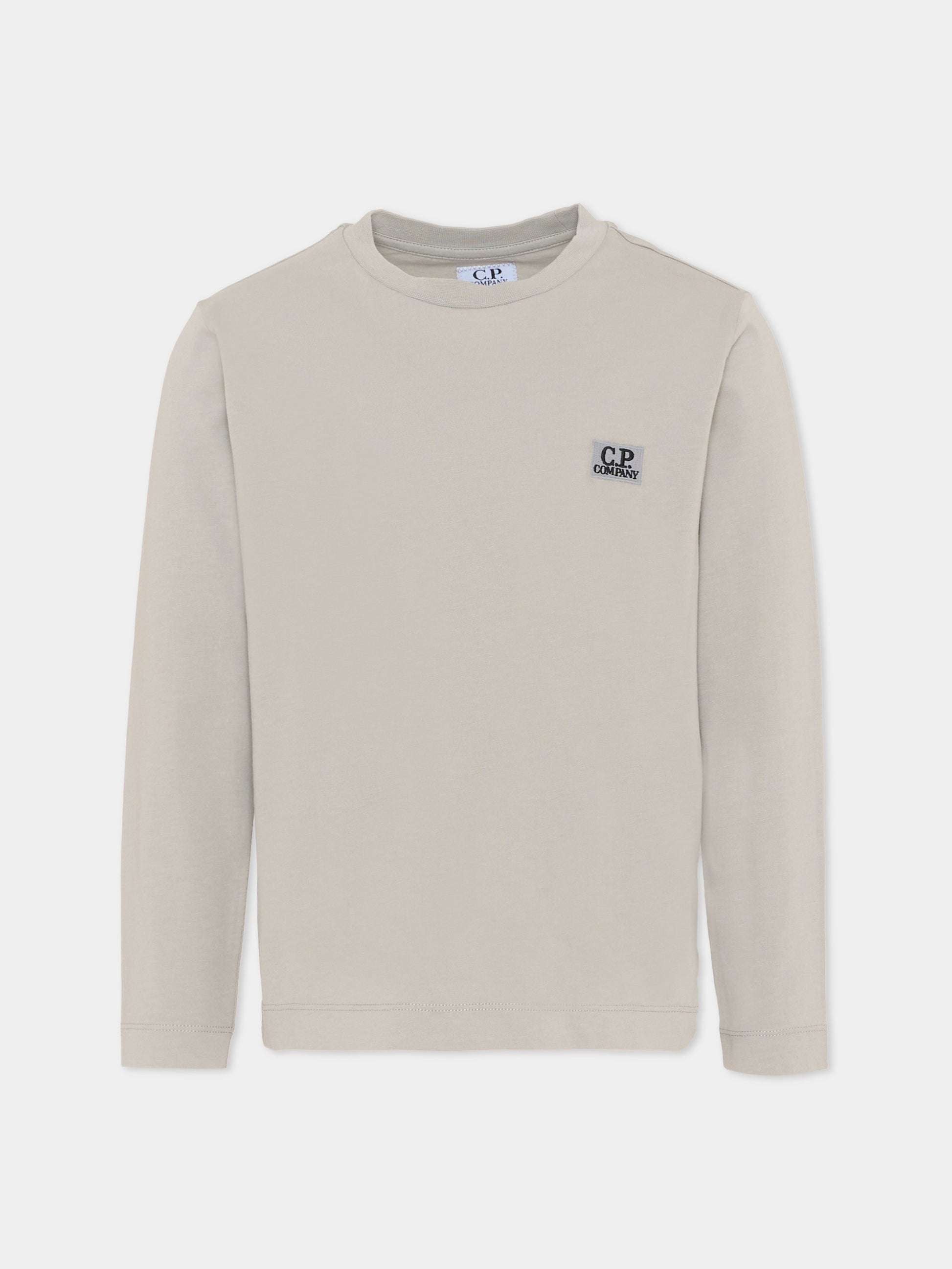 T-Shirt grigia per bambino con logo,C. P. Company,CQO000 LAA17 60379