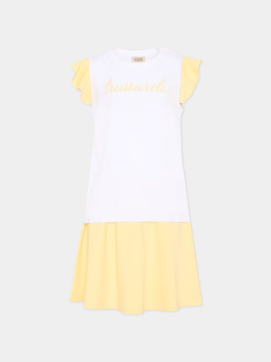 Completo sportivo bianco per bambina con logo,Trussardi Junior,TIP26022CJ WHITE YELLOW