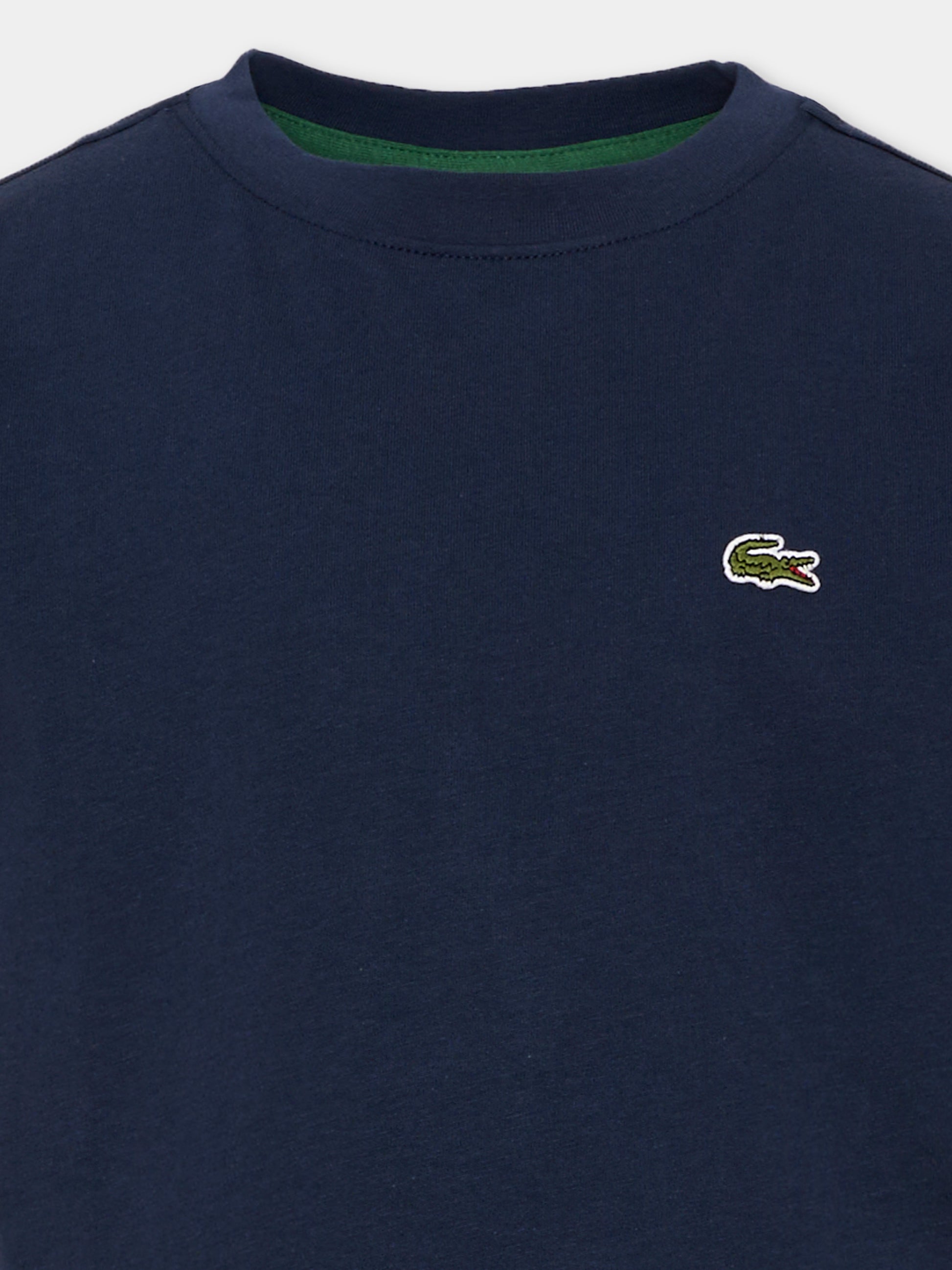 T-shirt blu per bambini con logo,Lacoste,7867 UGW