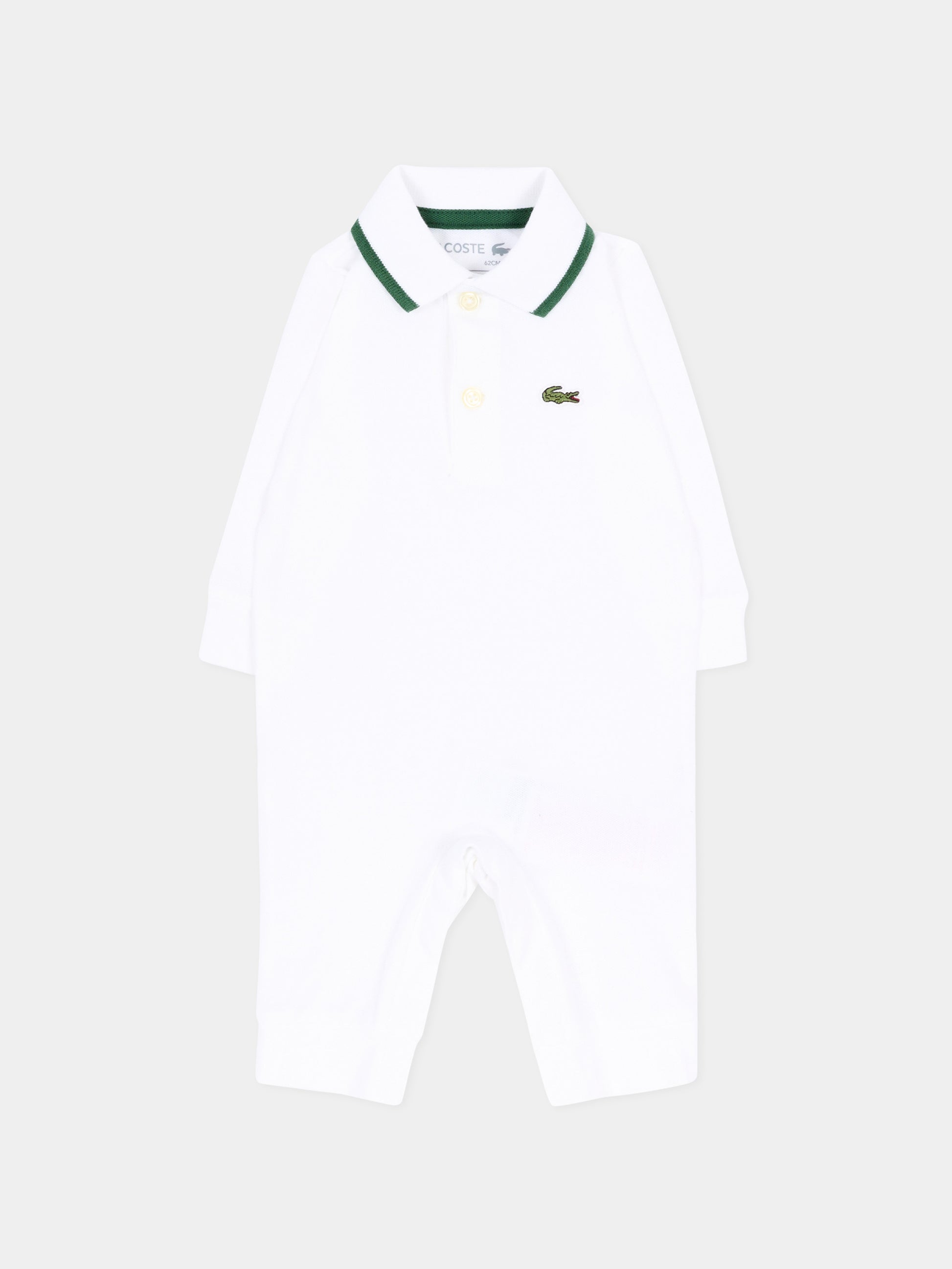 Tutina bianca per neonato con logo,Lacoste,7185 W8L