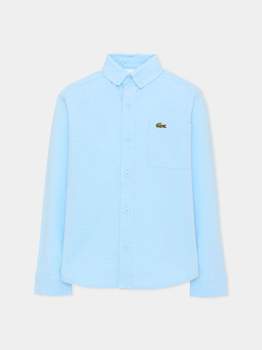 Camicia celeste per bambino con logo,Lacoste,7148 HBP