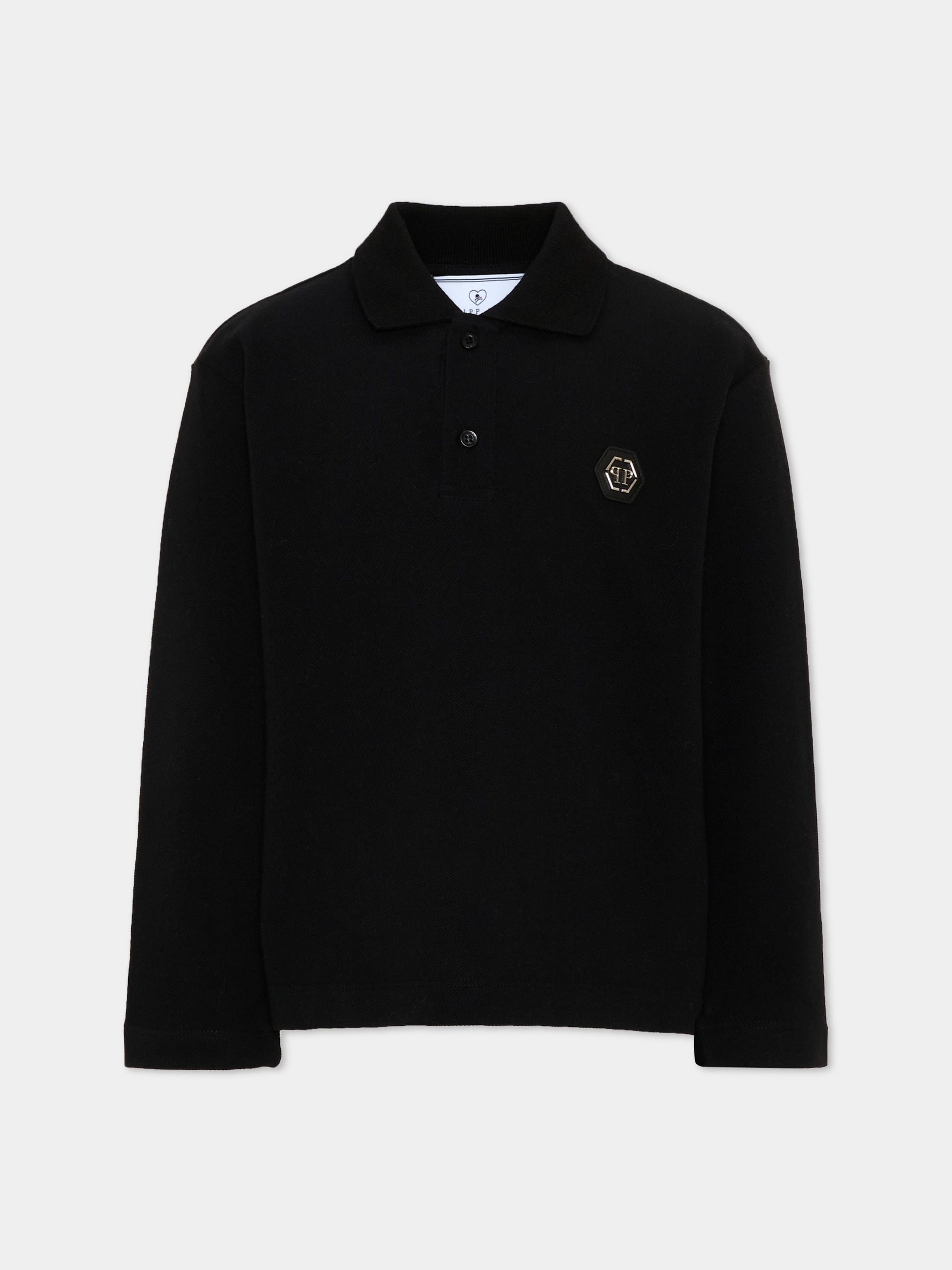 Polo nera per bambino con logo,Philipp Plein Junior,F6PHJBPO139 110