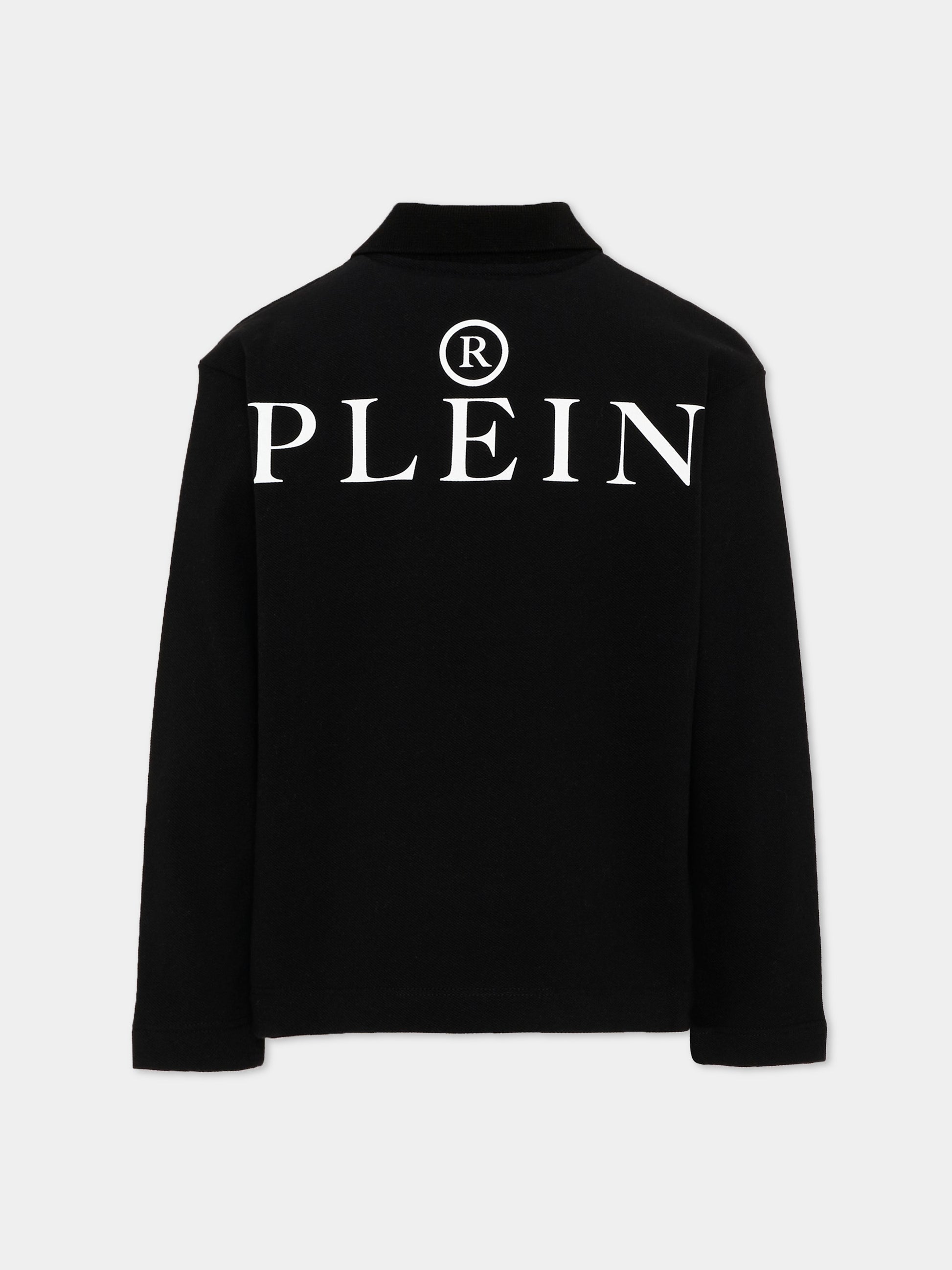 Polo nera per bambino con logo,Philipp Plein Junior,F6PHJBPO139 110