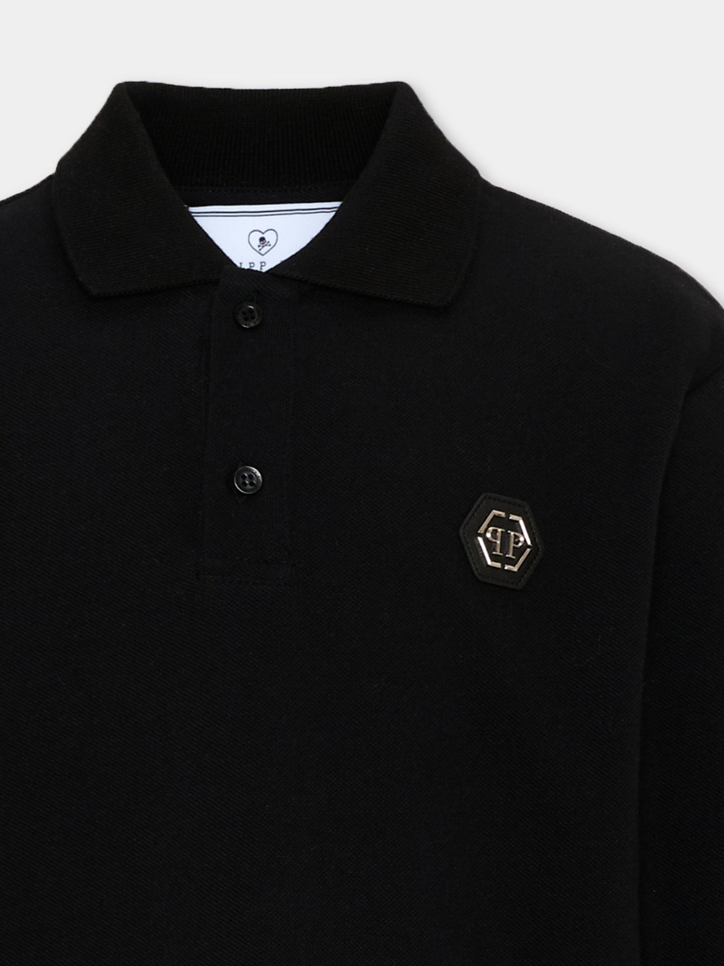Polo nera per bambino con logo,Philipp Plein Junior,F6PHJBPO139 110