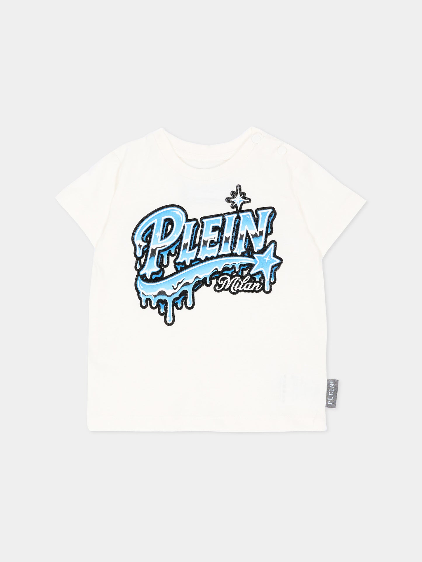 T-shirt a manica corta avorio per neonato,Philipp Plein Junior,F6PHNBTH177 002