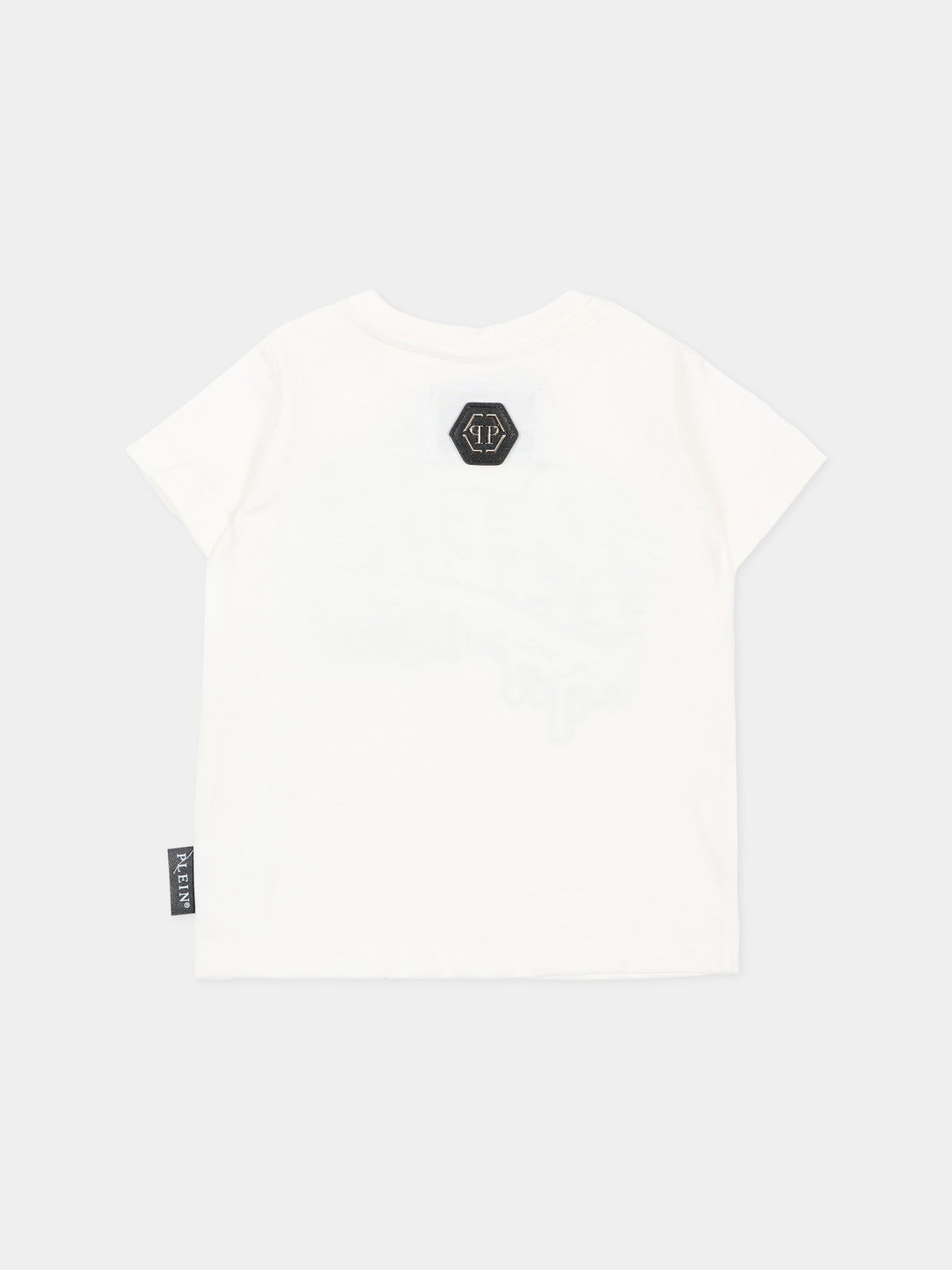 T-shirt a manica corta avorio per neonato,Philipp Plein Junior,F6PHNBTH177 002