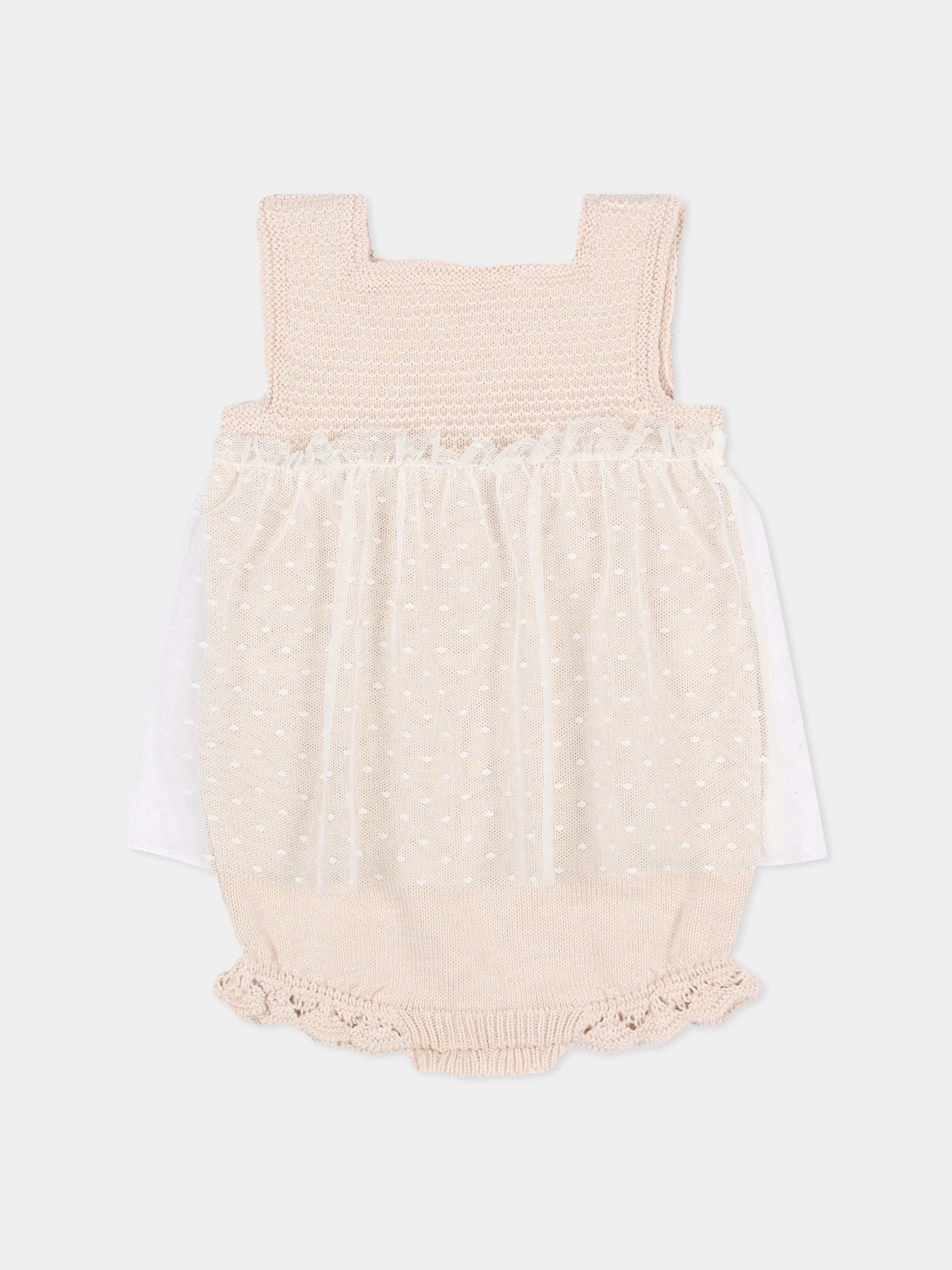 Body beige per neonata con tulle,Paz Rodríguez,020 123499 79 H82
