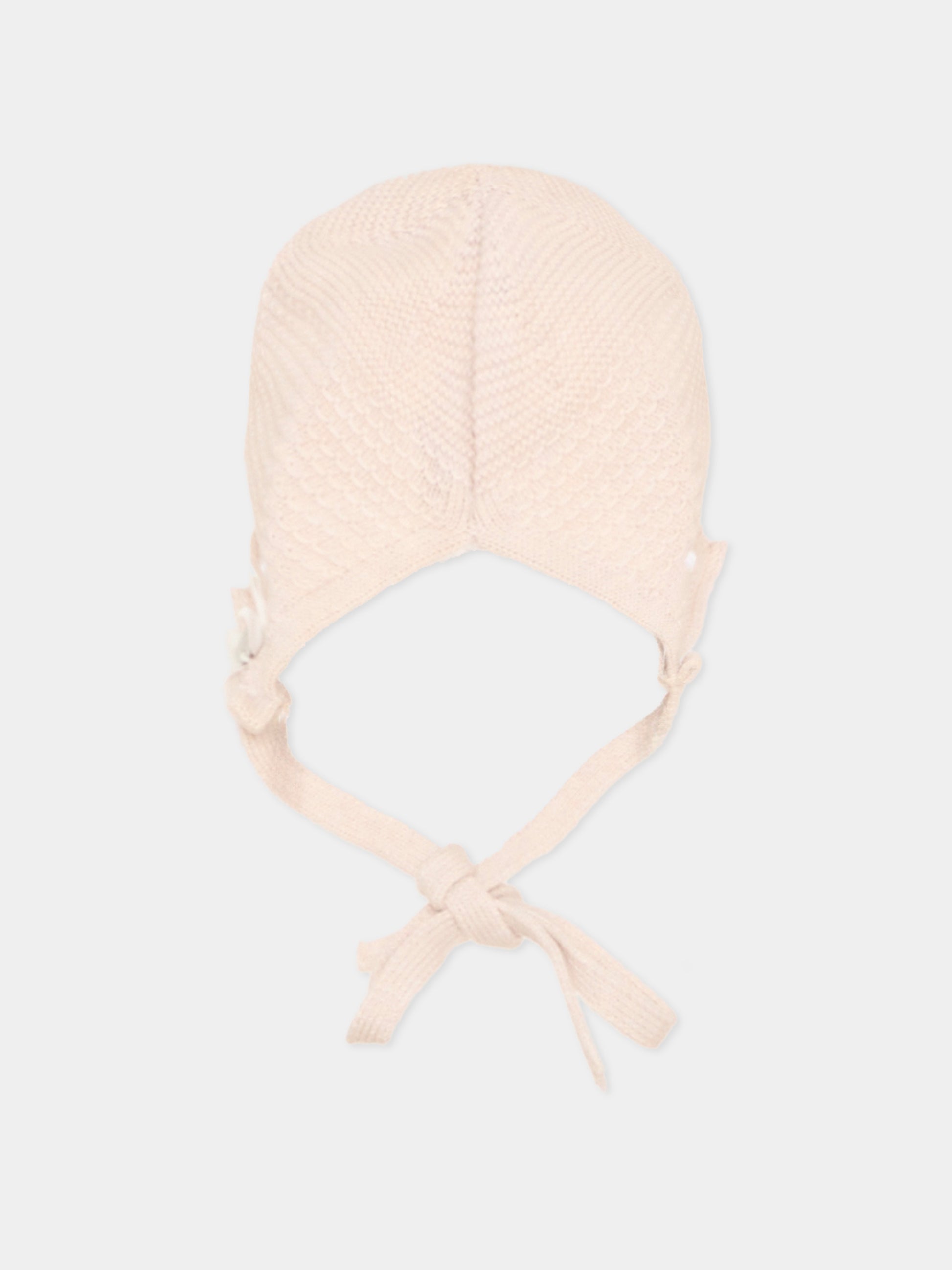 Cuffietta beige per neonata in tricot,Paz Rodríguez,011 123495 7901 H82