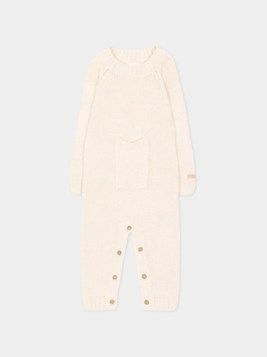 Tutina avorio per neonati in maglia,Bamboom,1264 WARM WHITE