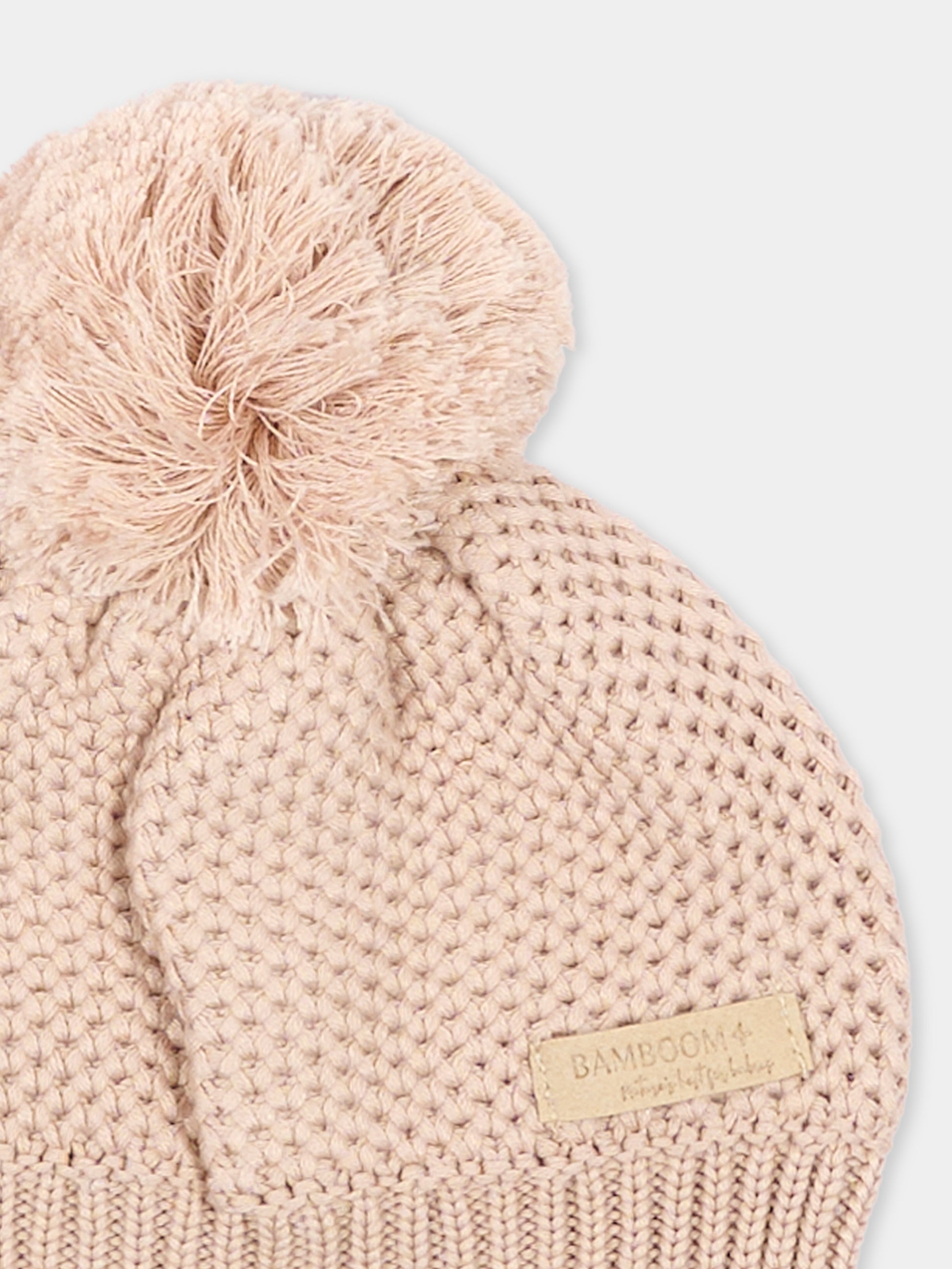 Cappello per neonata rosa con pompon,Bamboom,1279 VINTAGE PINK