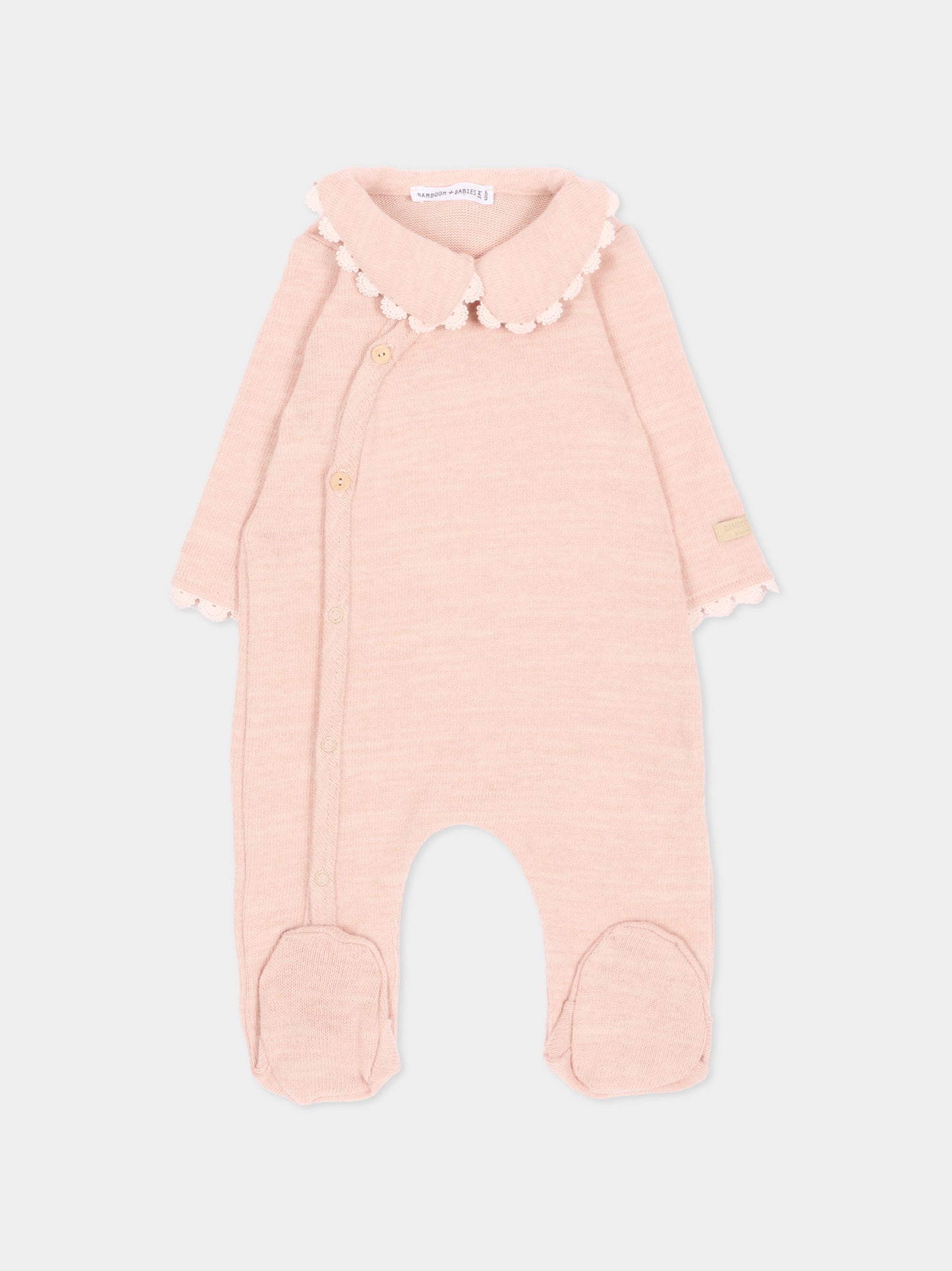 Tutina rosa per neonata con colletto,Bamboom,1225TE00088 WARM PINK
