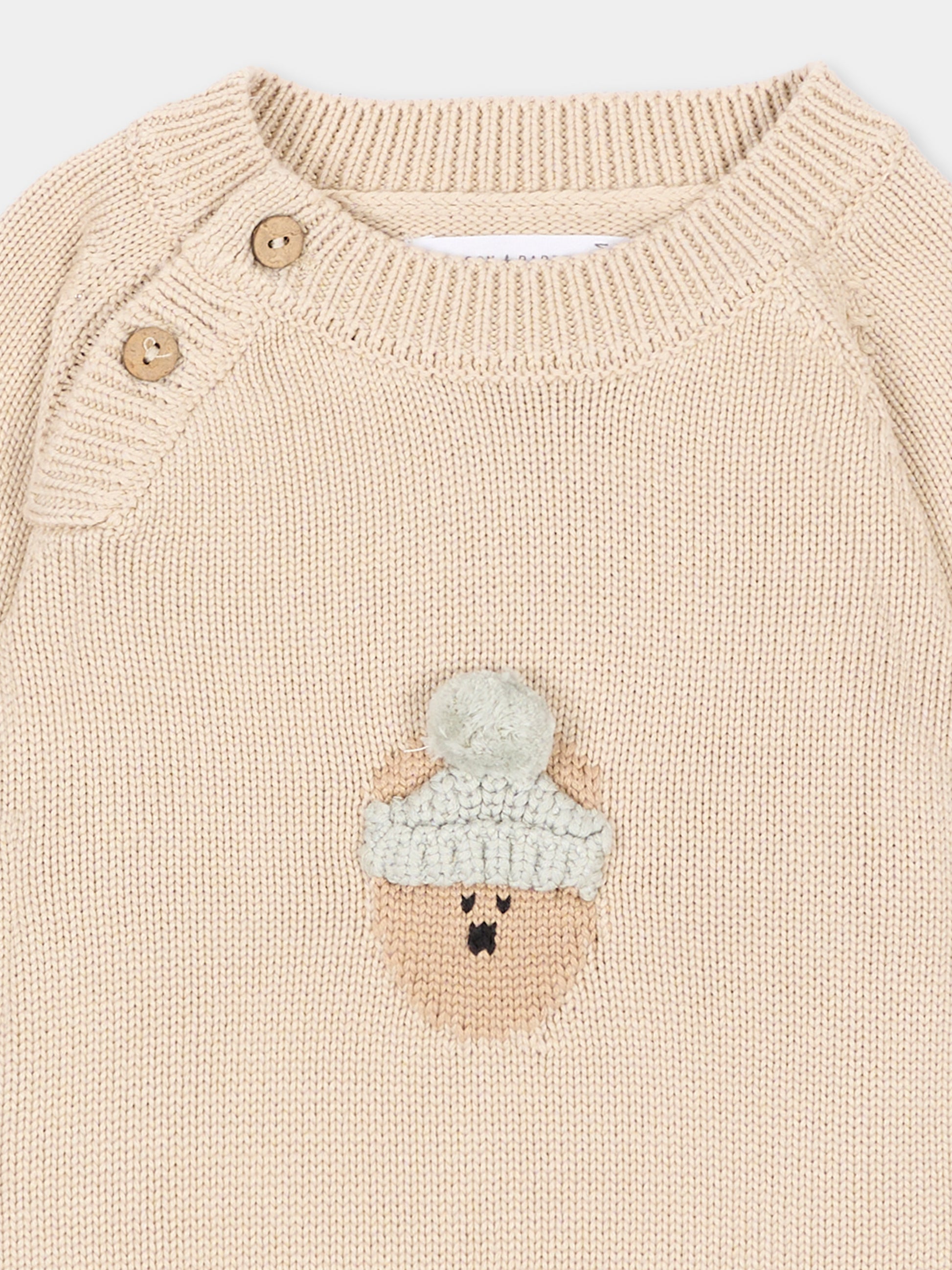 Maglione avorio per neonati con ricamo,Bamboom,1275 WARM WHITE