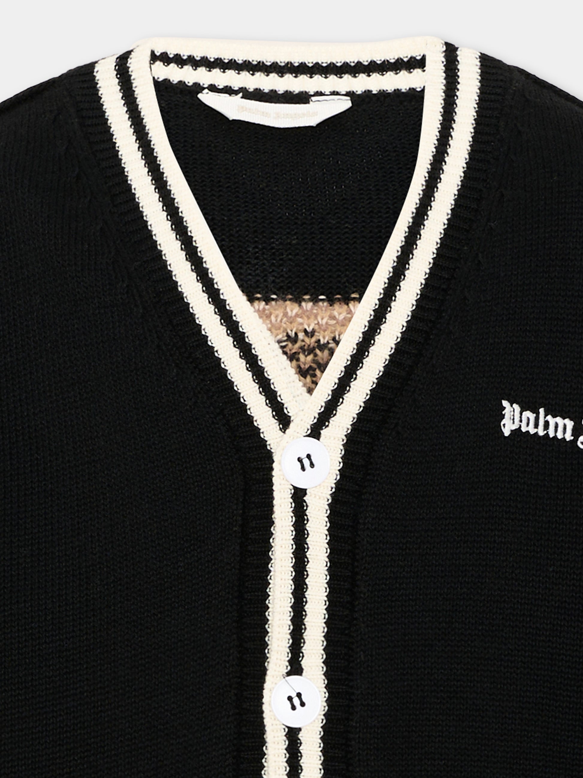 Cardigan nero per bambino con teddy bear,Palm Angels,F6PAJBCA151 110