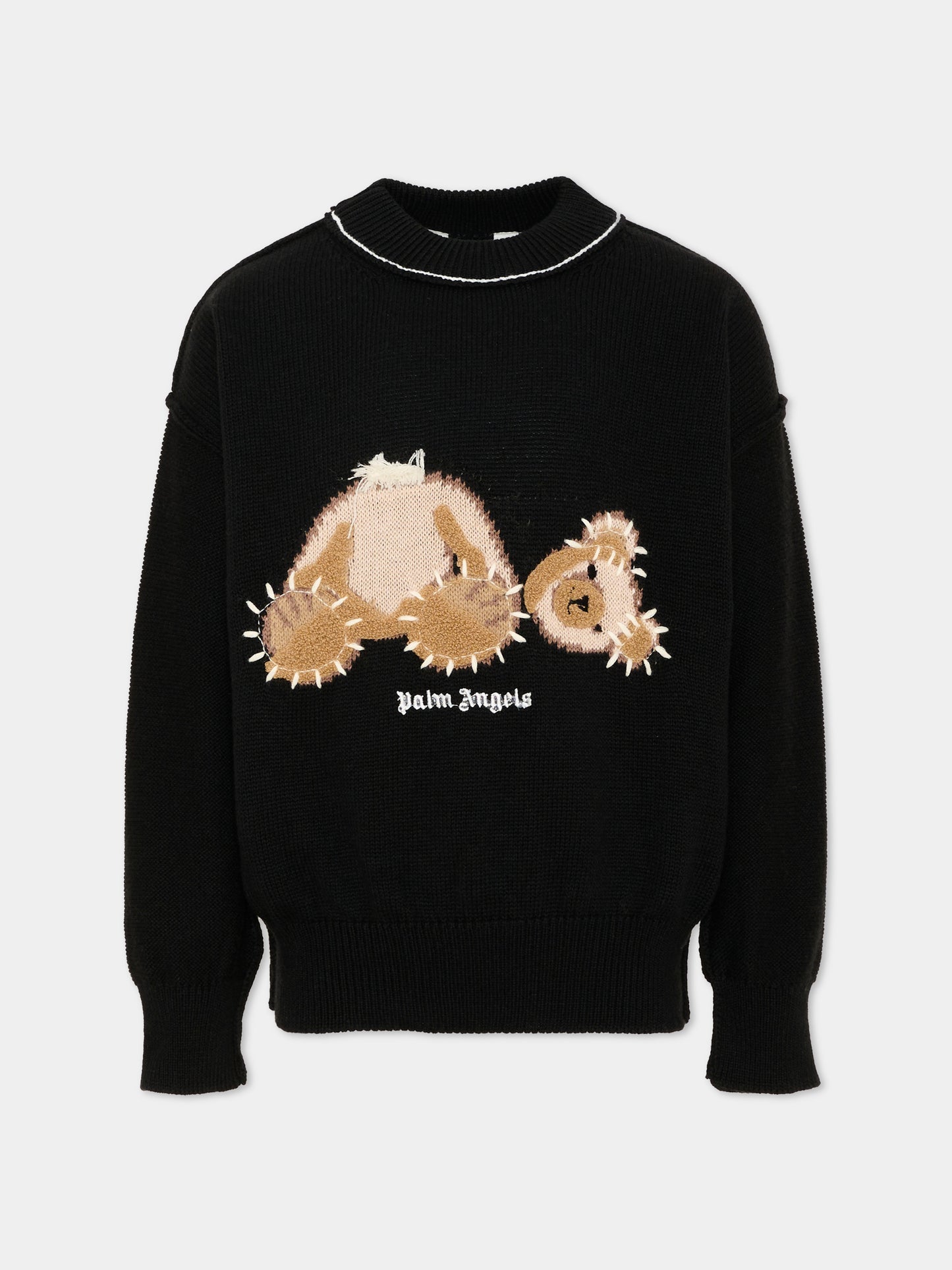 Maglione nero per bambino teddy bear,Palm Angels,F6PAJBJP147 110