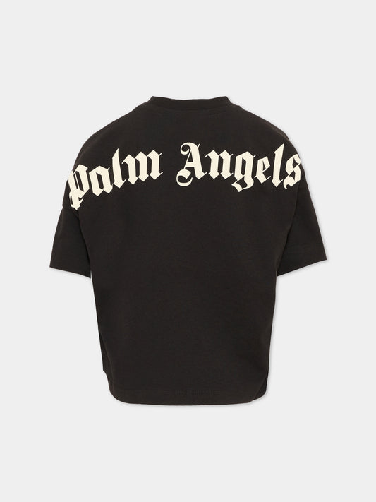 T-Shirt nera per bambini con logo,Palm Angels,F6PAJBTH012 110