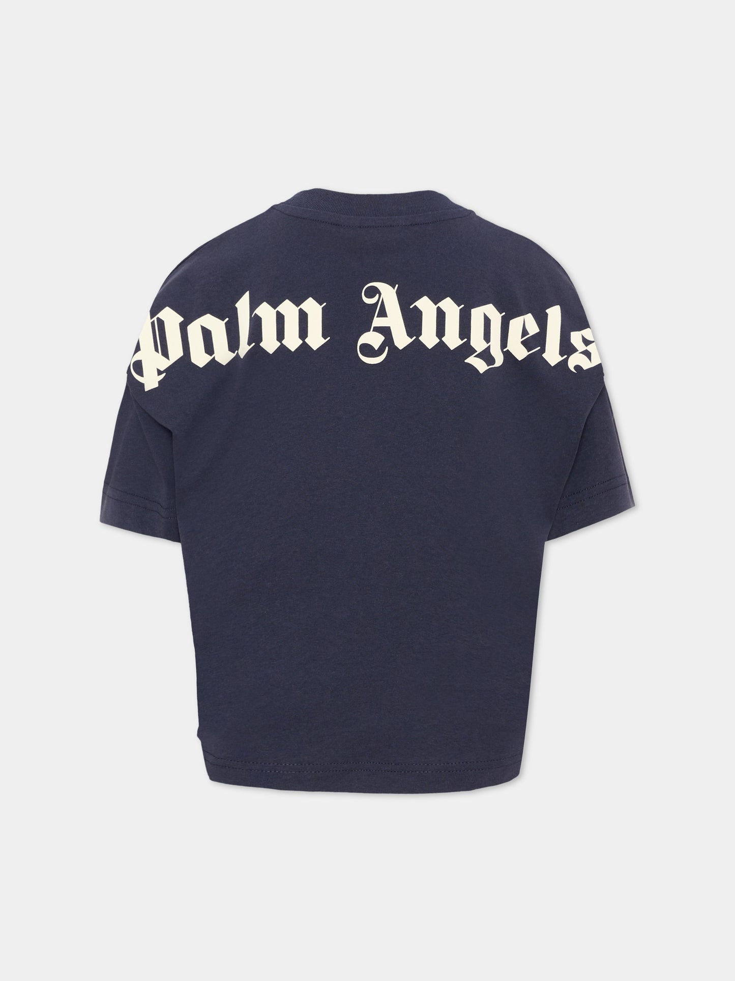 T-Shirt blu per bambini con logo,Palm Angels,F6PAJBTH012 1528