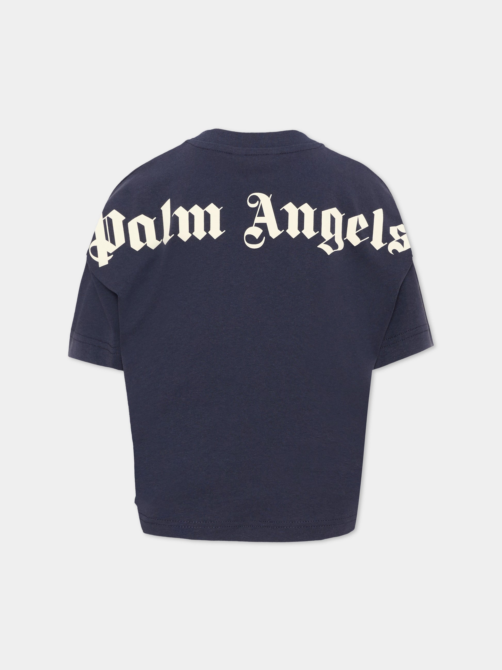 T-Shirt blu per bambini con logo,Palm Angels,F6PAJBTH012 1528