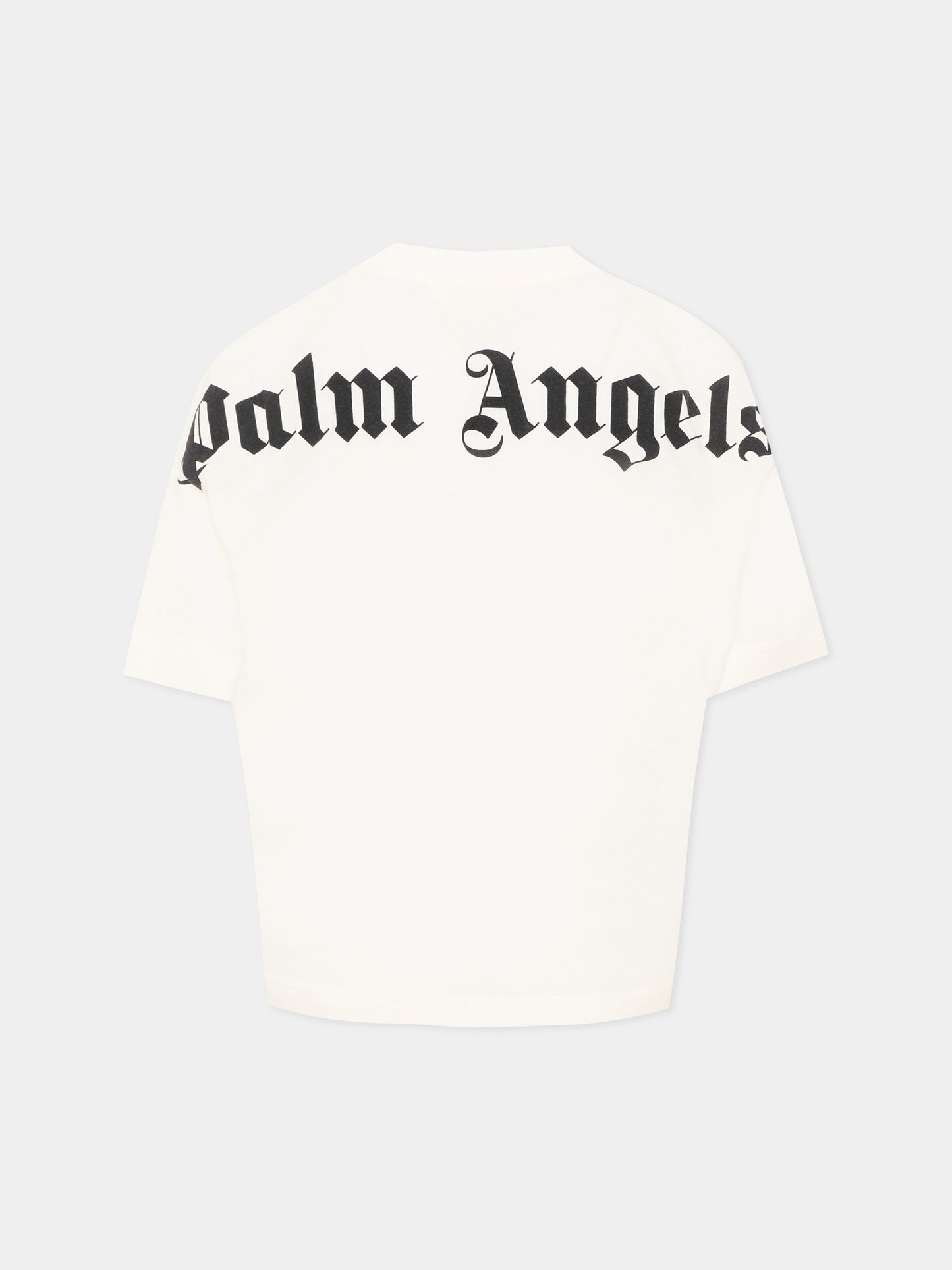 T-Shirt avorio per bambini con logo,Palm Angels,F6PAJBTH012 412