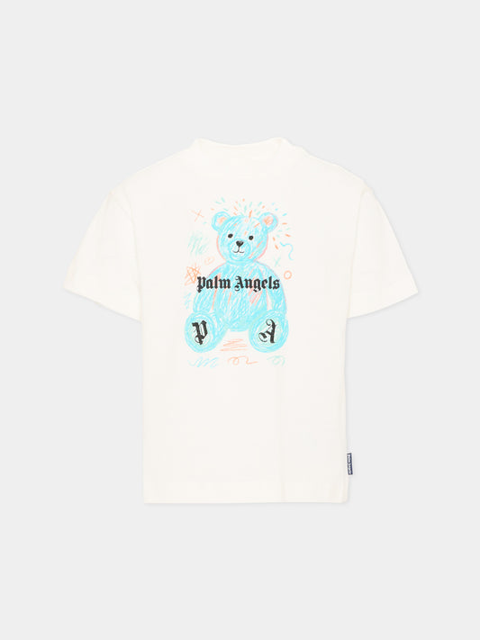 T-shirt bianca per bambino con teddy bear,Palm Angels,F6PAJBTH103 412