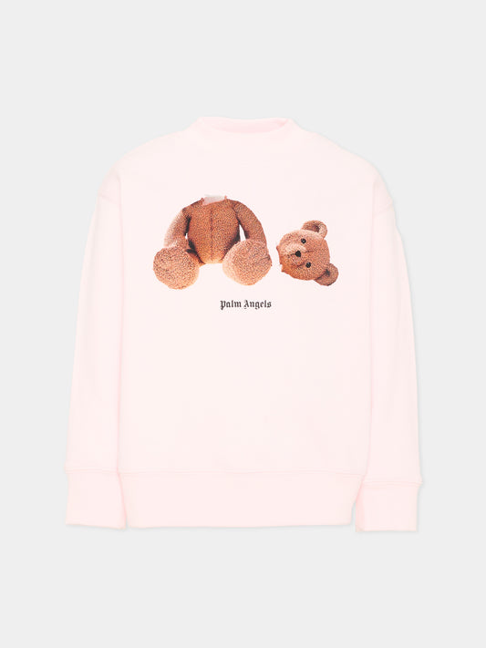 Felpa rosa per bambina con Teddy Bear,Palm Angels,F6PAJGSW049 042