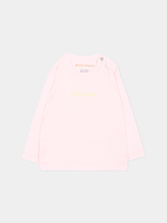 T-shirt a manica lunga rosa per neonata,Palm Angels,F6PANGTH186 042